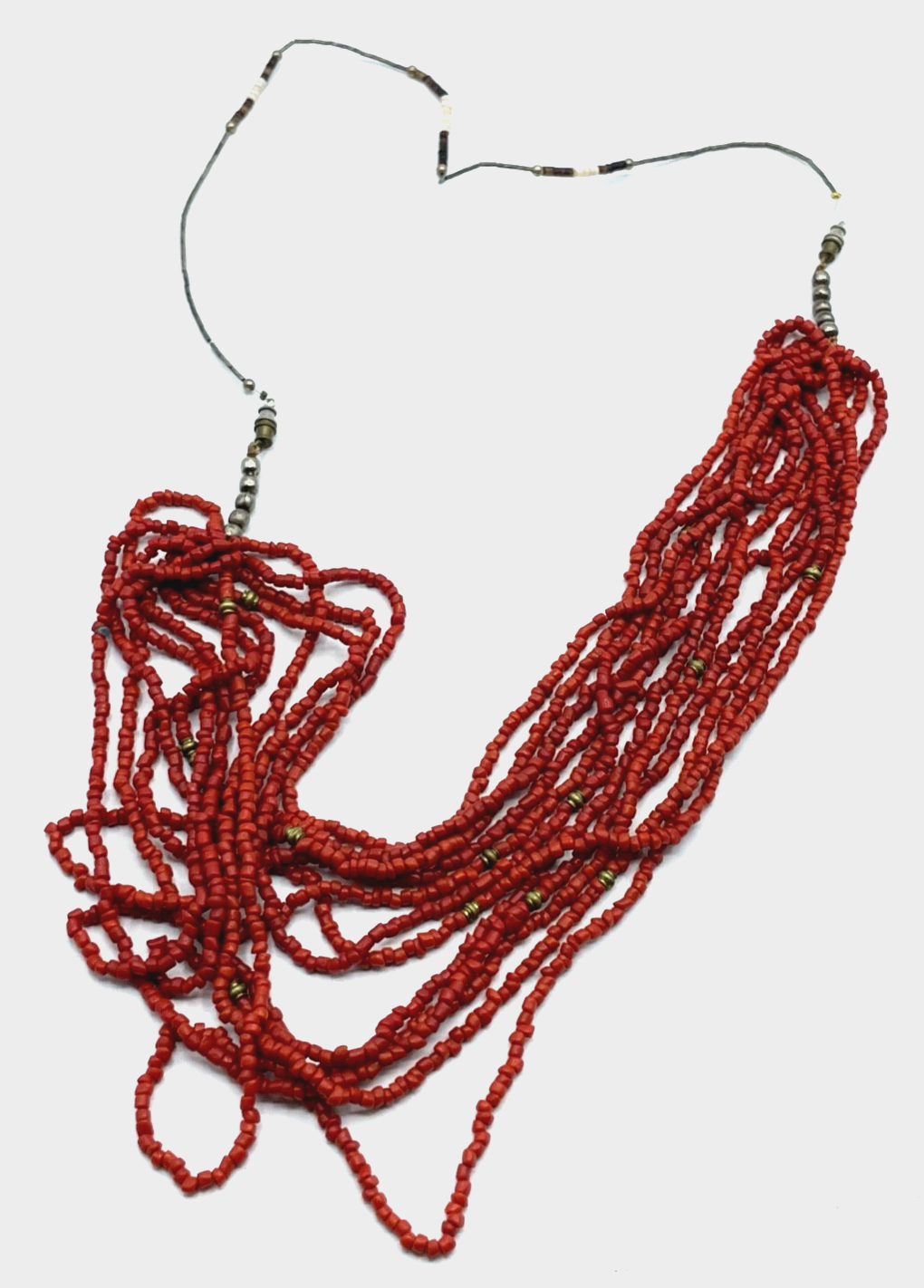 Attraktive 12 reihige Korallen Perlen Kette im Ethno Style Wasserfall Design3