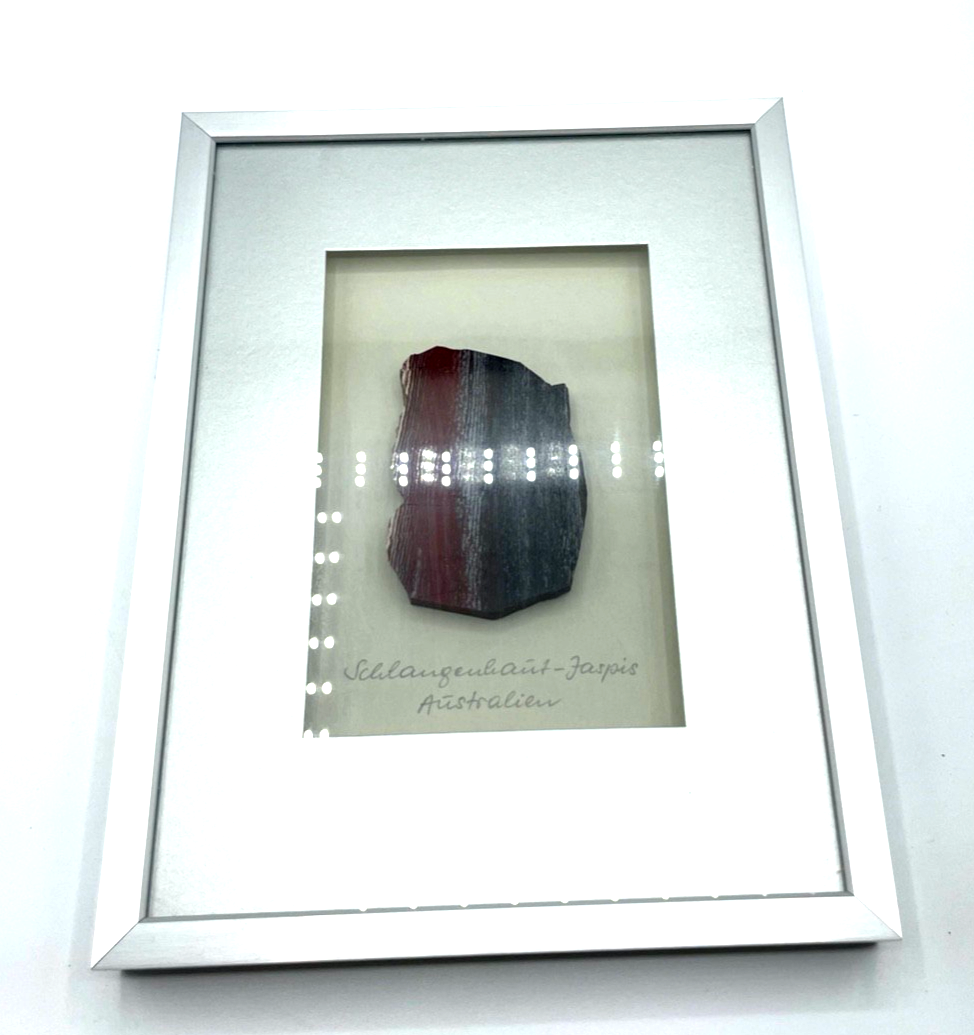 Gr. Schlangenhaut Jaspis Stein aus Australien gerahmt Jaspis Mineral rar Sammler1