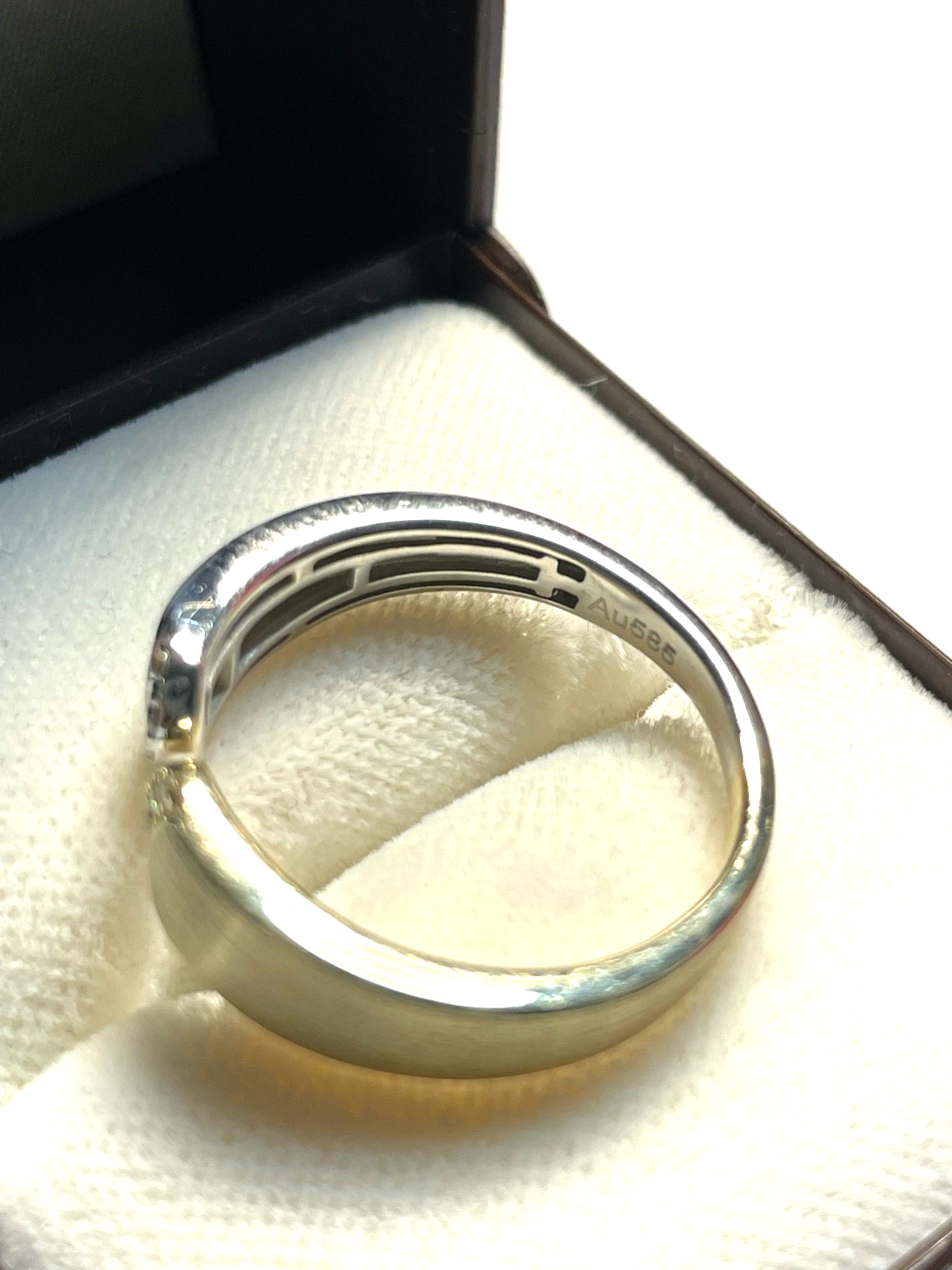 Solider Bicolor 585 Weißgold Gelbgold Ring Brillanten Ø 18 mm RG 57 Juwelier7