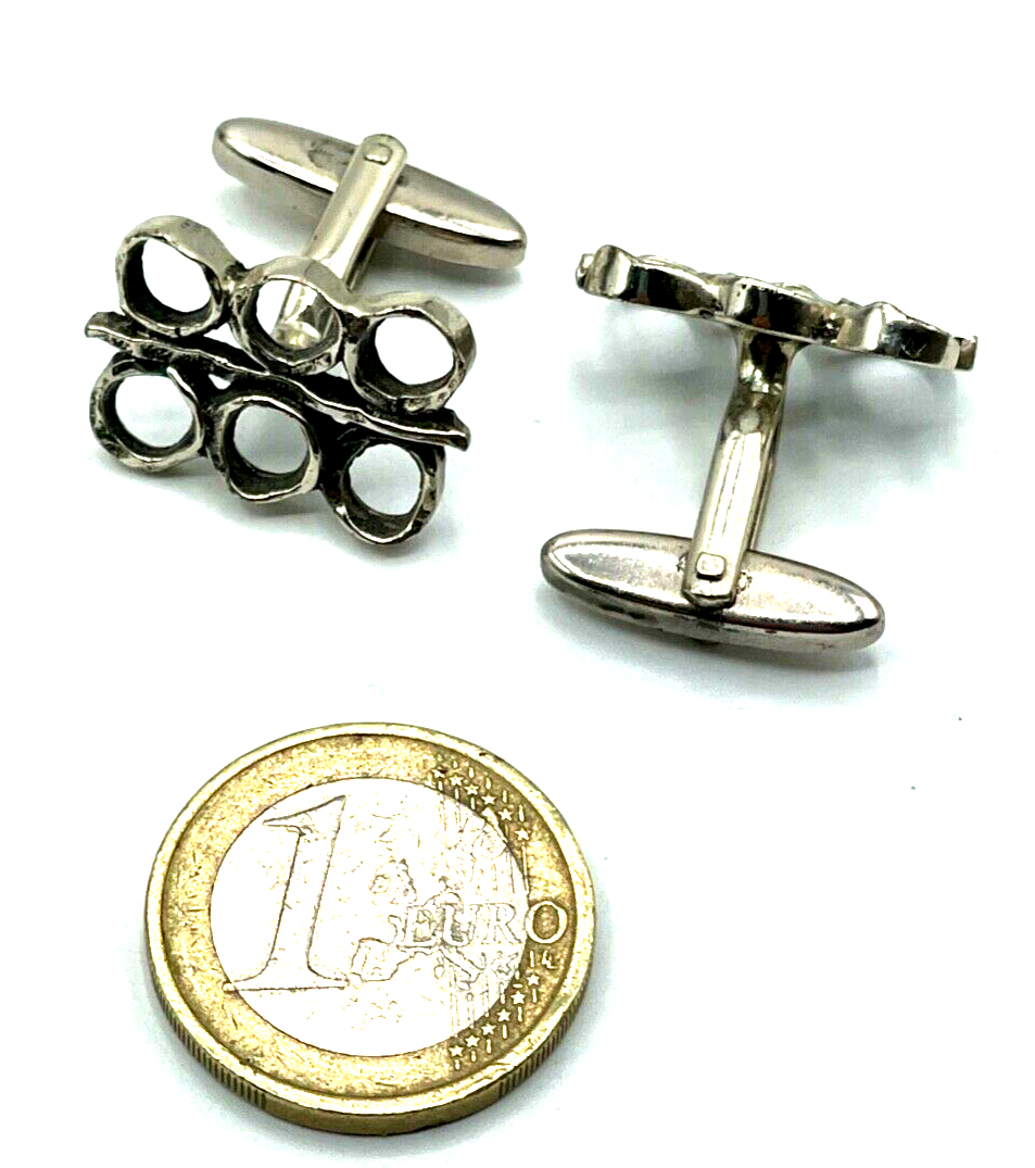 Vintage 70erJ 800 Silber Manschettenknöpfe Modernist Brutalist sehr gepflegt1