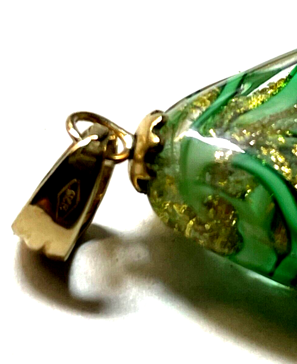 Edler 375 Gold 9 K Murano Glas Anhänger Juwelier Handarbeit gr. Amulett gepflegt5