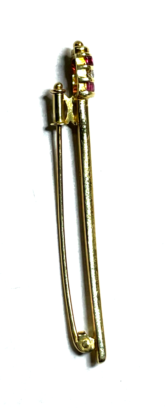 750 Gold 18 K Gold Brosche Anstecknadel Juwelier Qualität 6 Rubine 3 Brillanten6