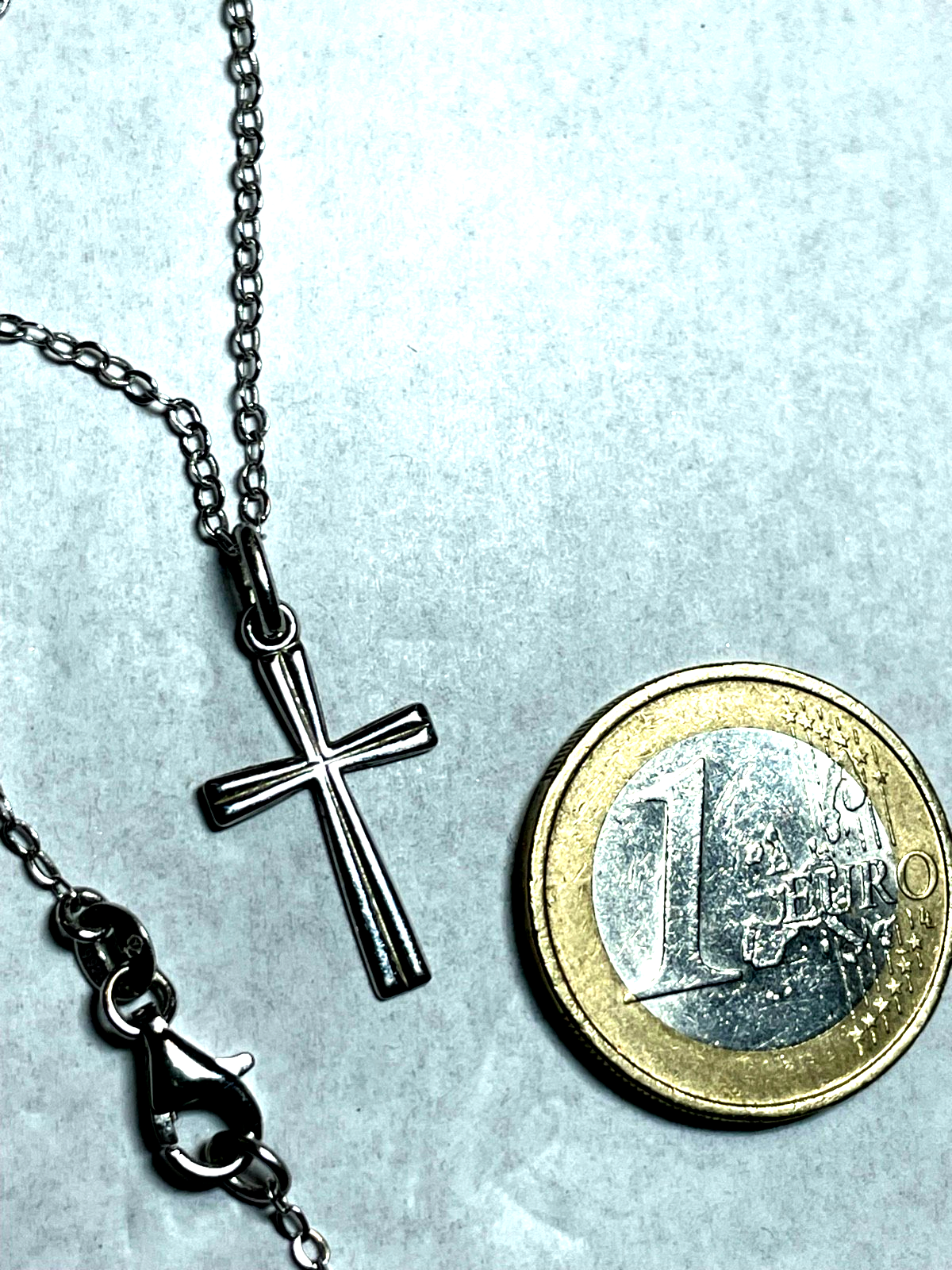 Vintage unisex Kreuz Anhänger 800 Silber an 46 cm Sterling Gliederkette gepflegt2