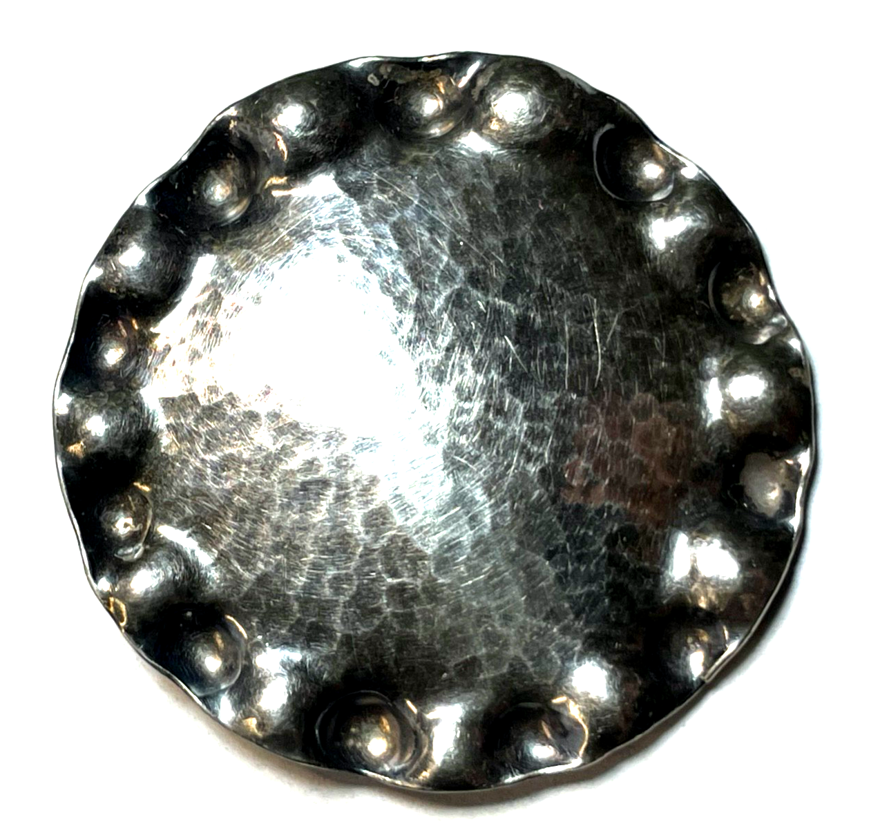 Antik große gehämmerte Brosche Anstecknadel 800 K Silber Ø 51 mm top gepflegt2