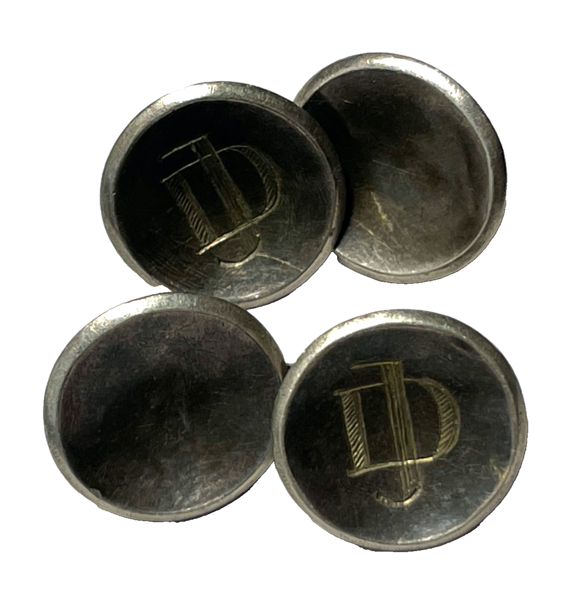 Antik Manschettenknöpfe unisex versilbert Initialen Gravur JD o DJ Buttons gepfl3