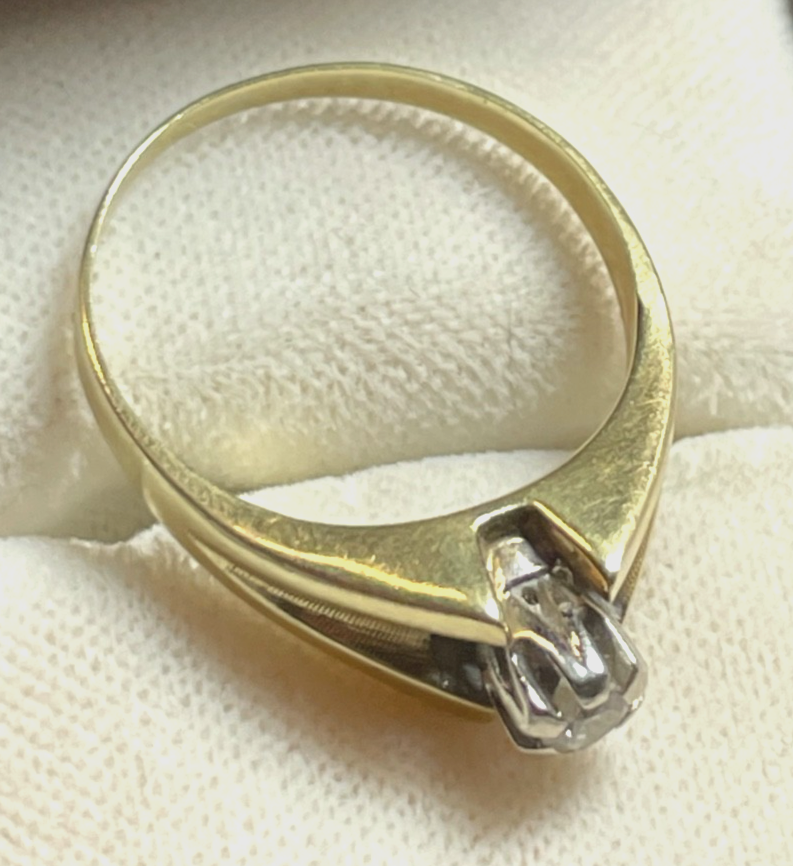 585 Gold 14 K Gelbgold Ring Vorsteckring Brillant 0,1 ct Ø 18,5 mm RG 58 gepf3