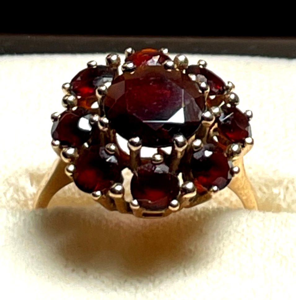 585 Gold 14 K Ring Roségold 9 x Granat Ø16,5 mm RG 52 solide Handarbeit Juwelier9