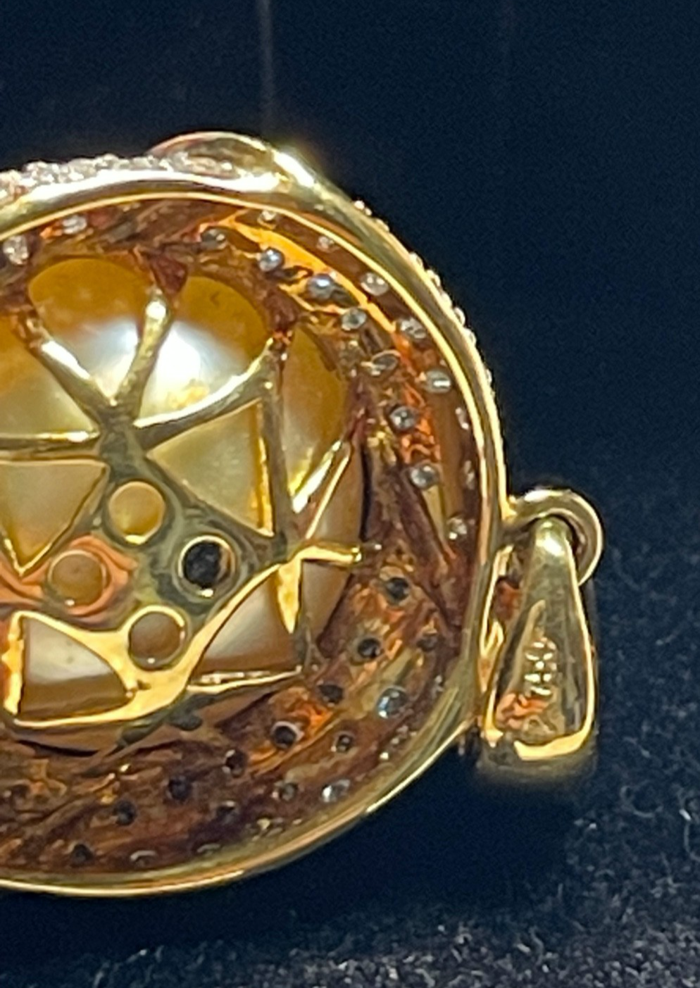Elegant stattlicher 750 Gold 18 K Tahiti Perle Anhänger Ø 14 mm + Pavé Diamanten8