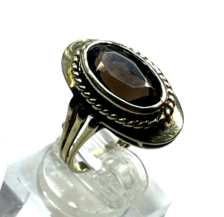 Vintage 333 Gold 8 K Rauchquarz Ring Ø 16,5 mm RG 52 Juwelier Qualität gepfl.4