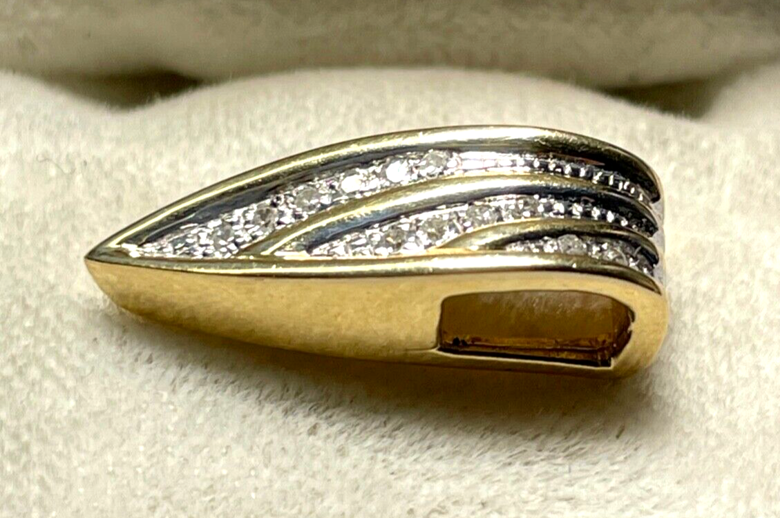 Eleganter 585 Gold 14 K Gold Gleiter Schieber Anhänger 12 Diamanten Juwelier2