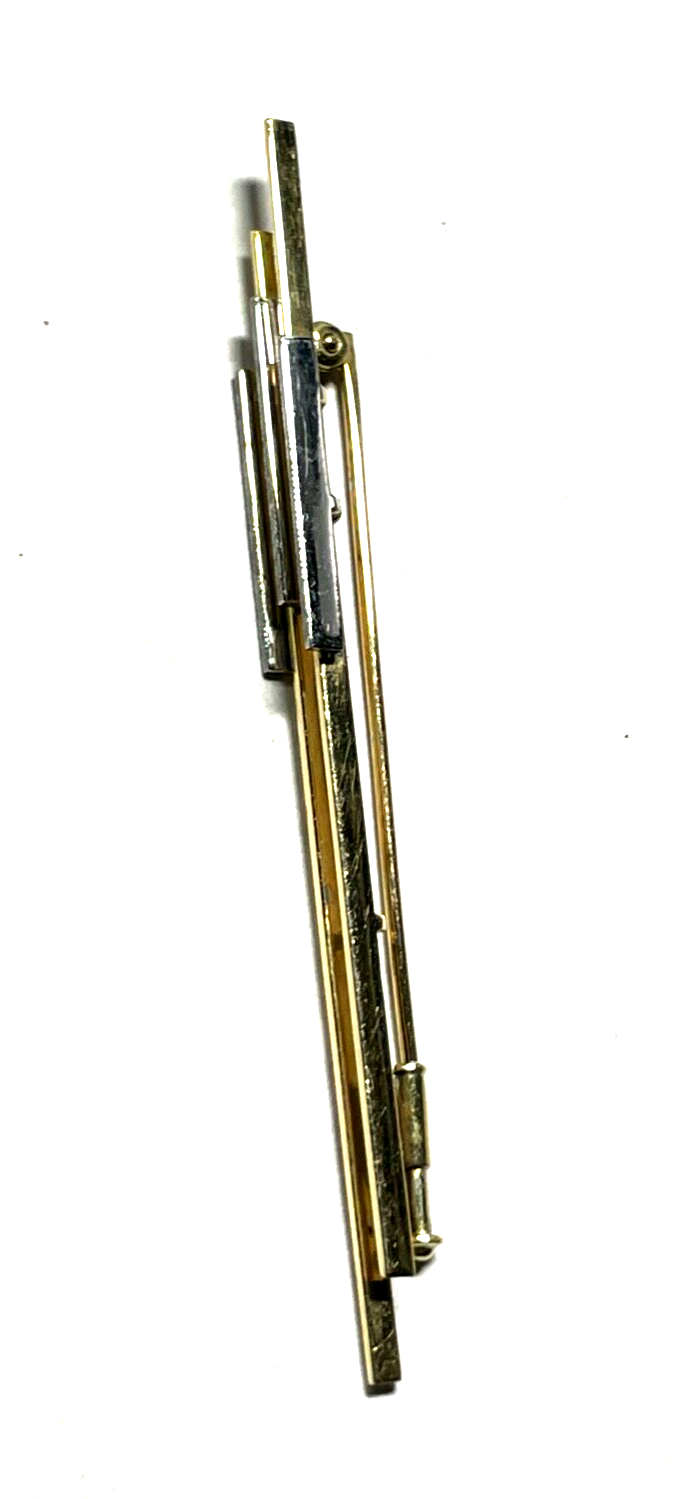 585 Gold 14 K Gold zweifarbig Brosche Anstecknadel Juwelier Modernist 77 mm6