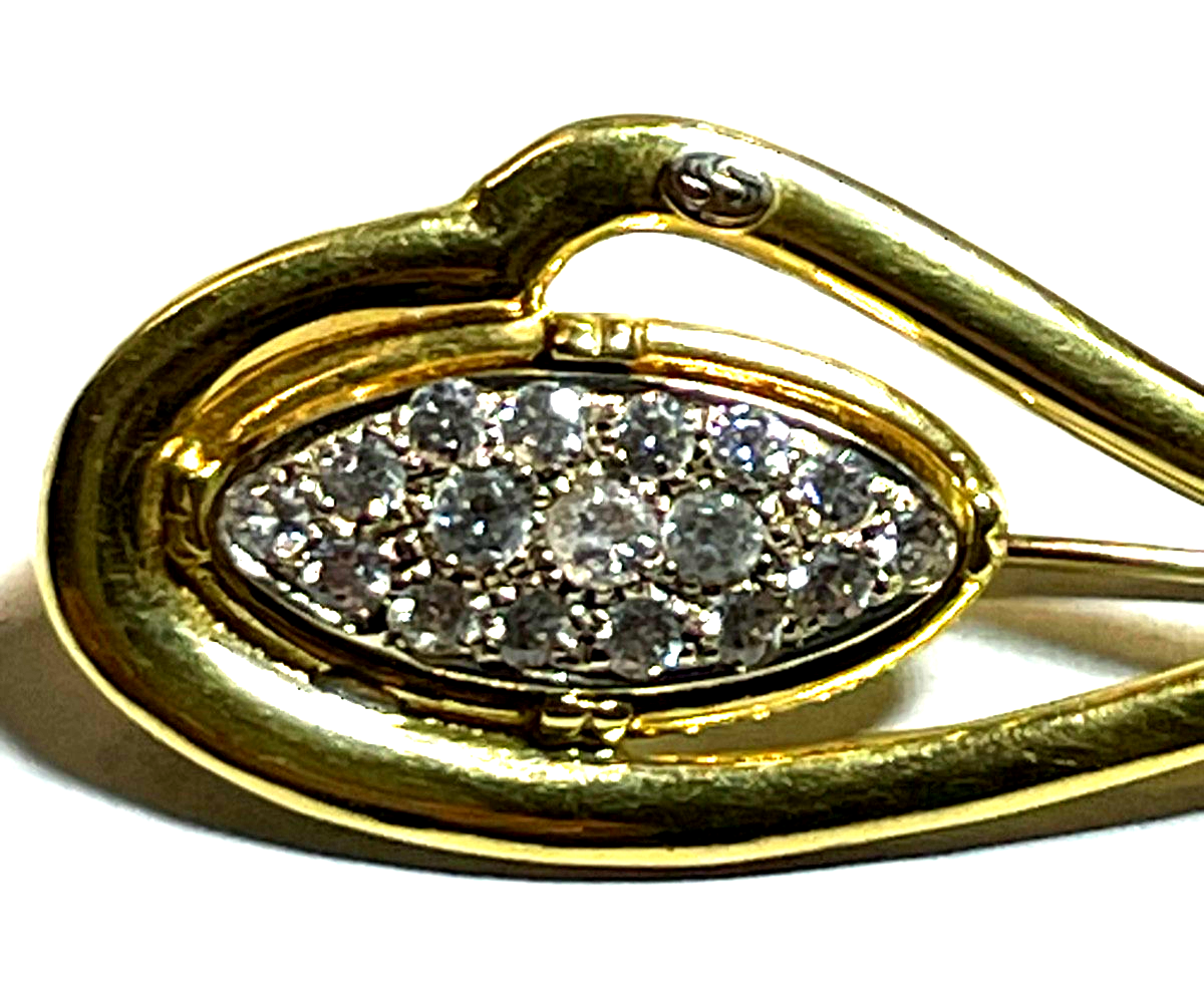 750 Gold 18 K Gold Brosche Anstecknadel Juwelier funkelnder weißer Topas Besatz6