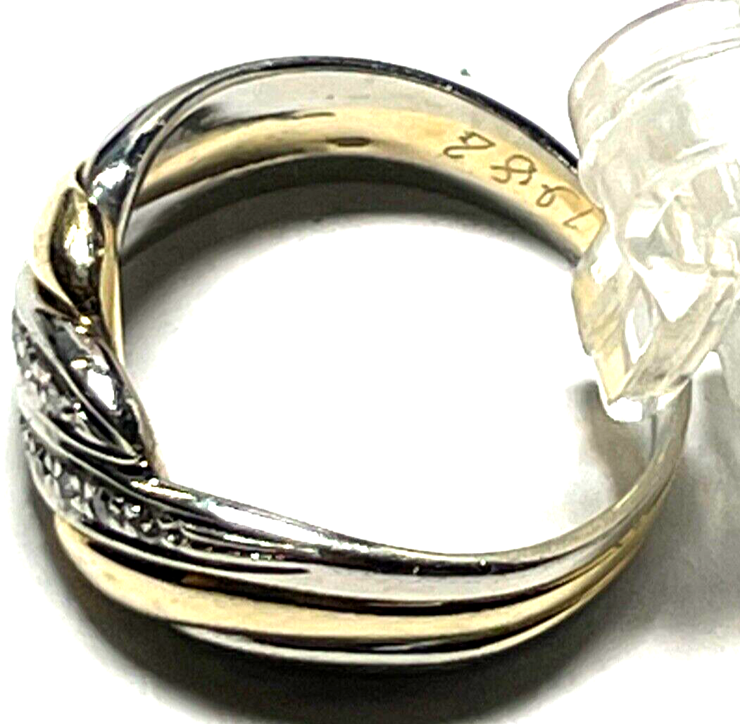 Solider aparter 585 Gold 14 K bicolor Ring 12 Diamanten Juwelier RG 53 4,27 Gr.4