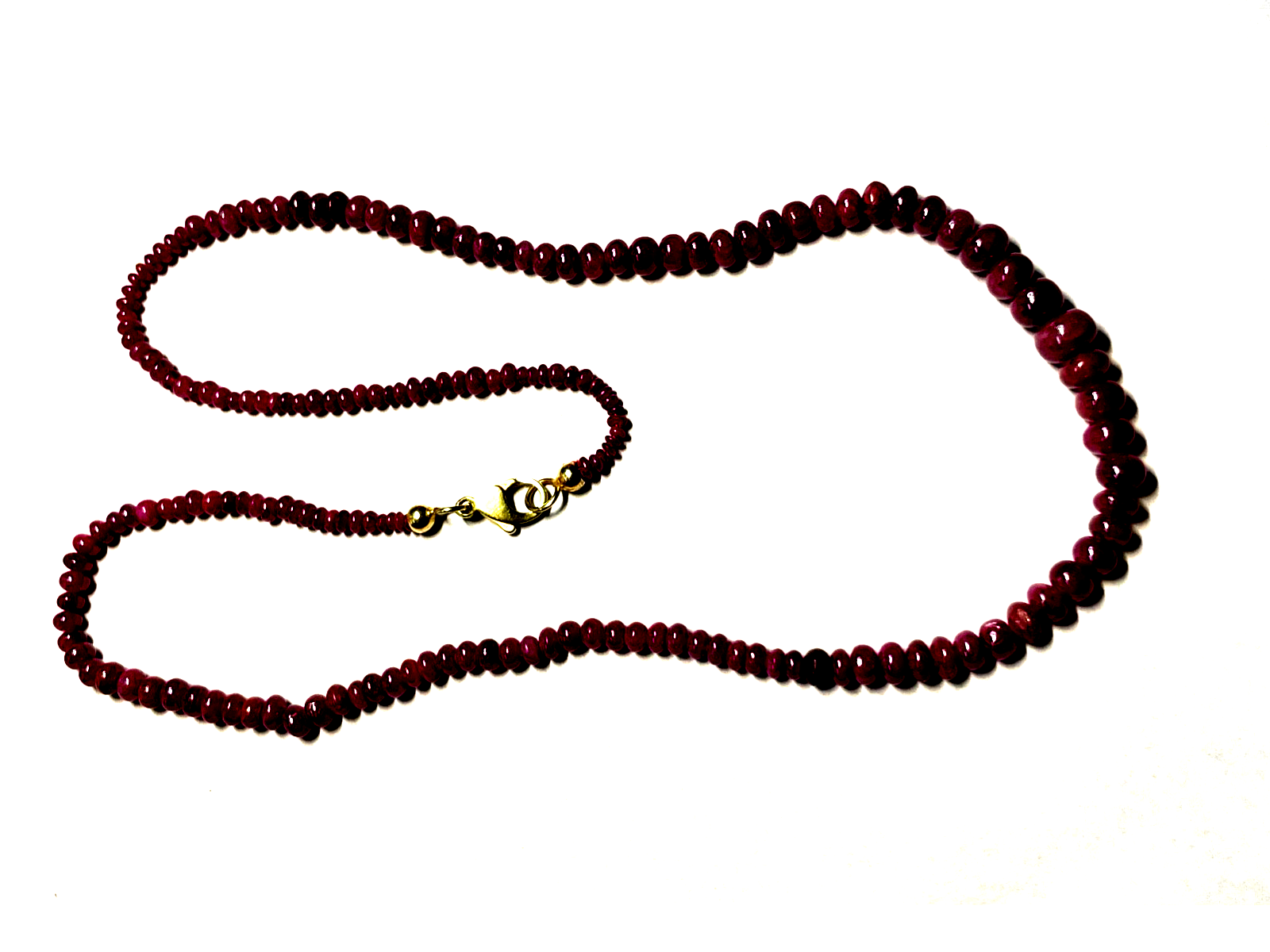 Rubin Rondelle Kette Collier Golddouble Karabiner L 44 cm Verlauf sehr gepflegt5