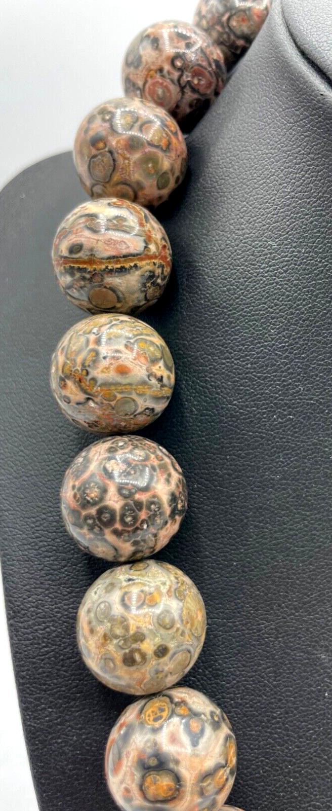 Natürliche Jaspis Leopardenjaspis Kette Kugel Collier L 47,5 cm Ø 18 mm Magnet2