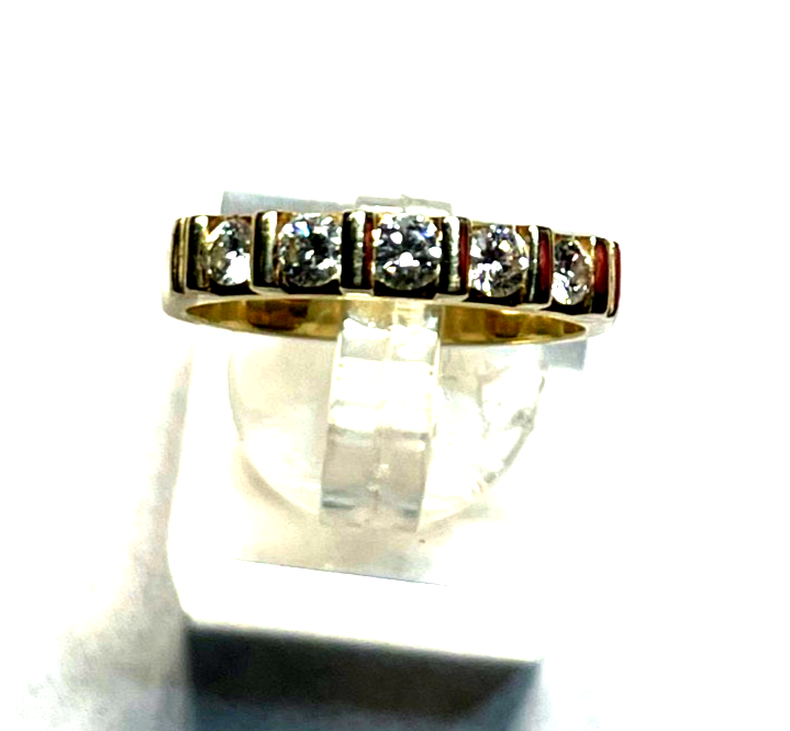 Solider massiver 585 Gold 14 K Ring 5 Brillanten 0,5ct. Ø 17,8 mm RG 56 Juwelier7