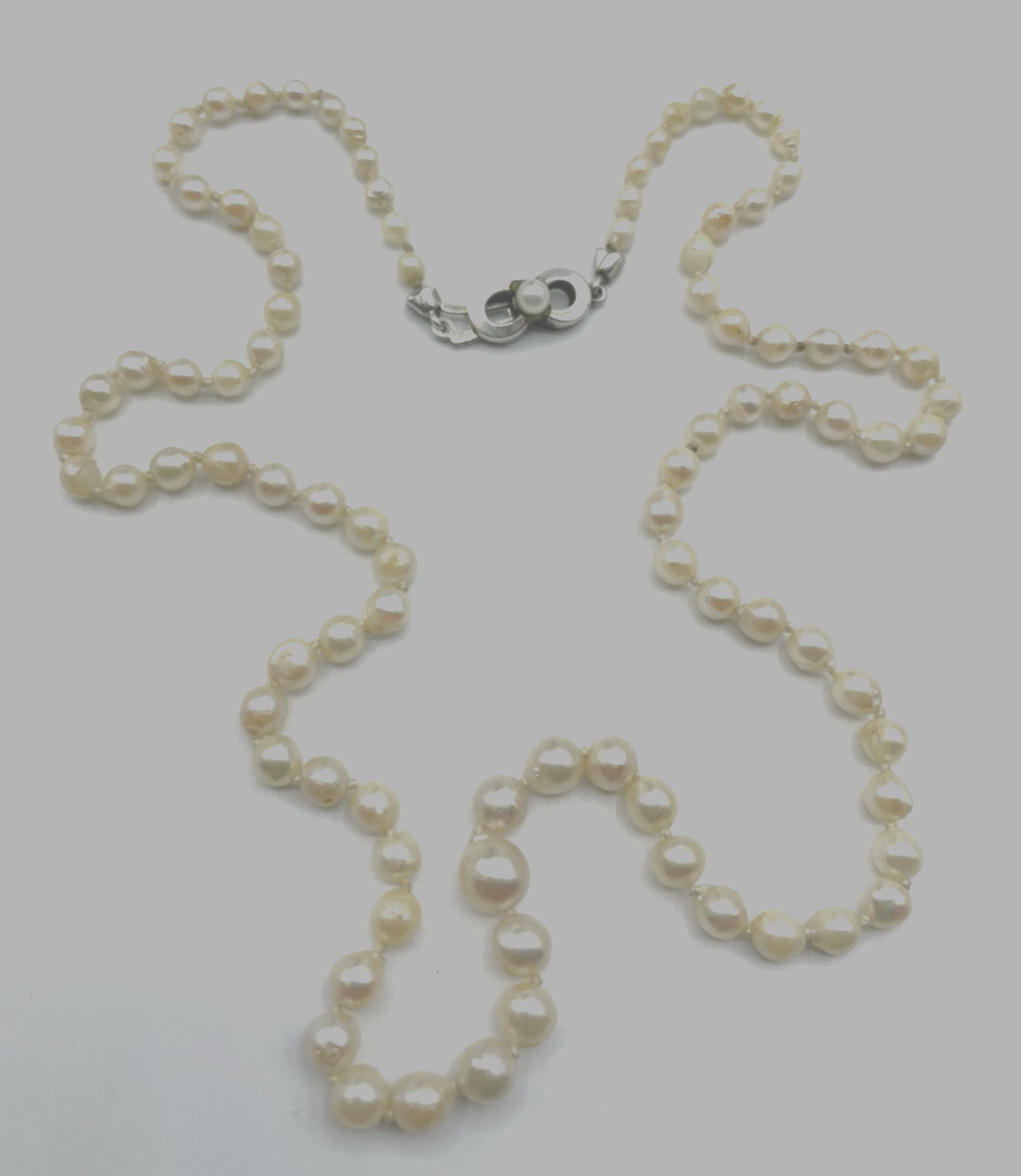 Antik Barock Perlen Perlenkette mit JKa 835 Silber Kastenschliesse L53cm Verlauf4