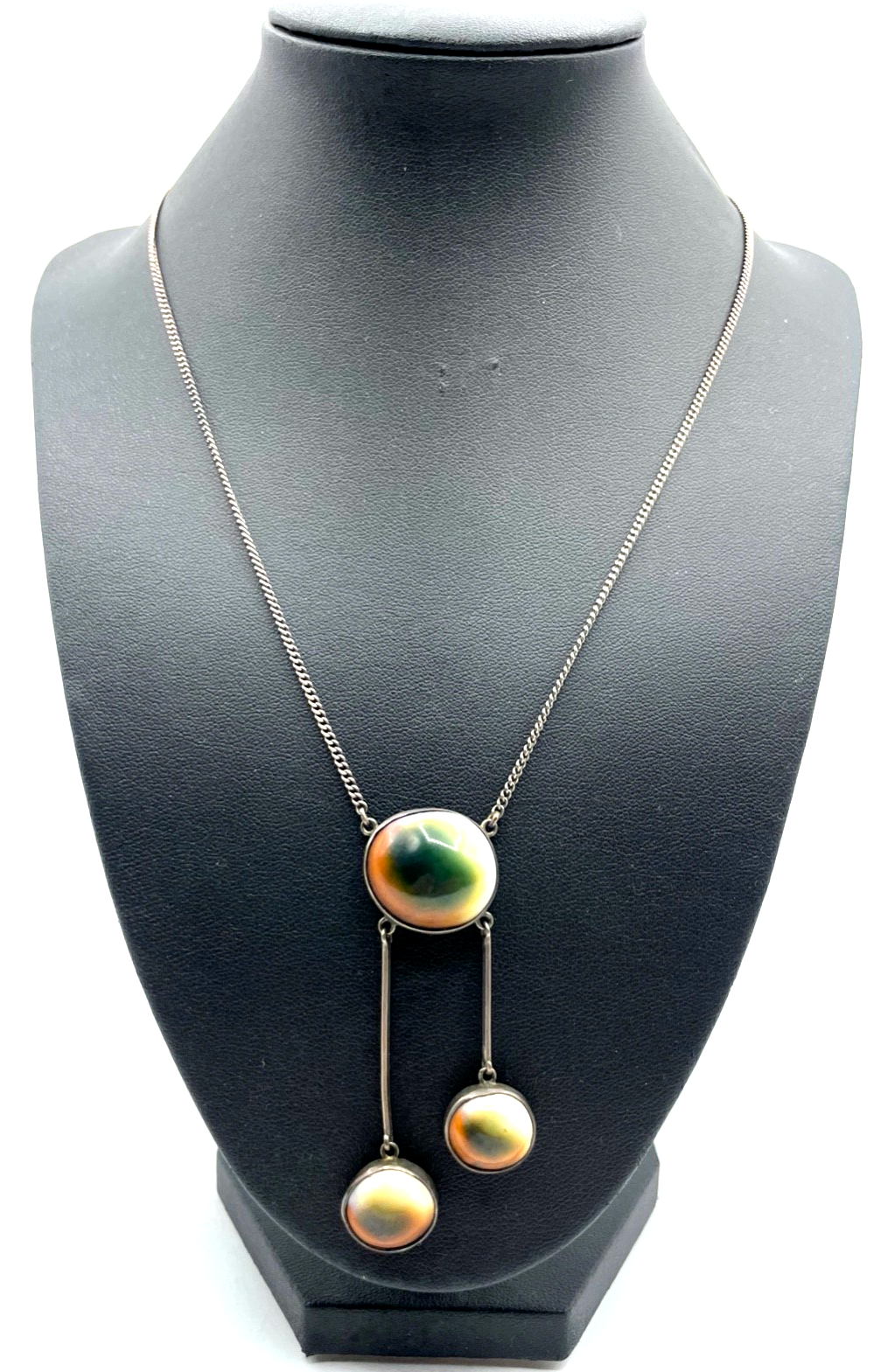 Vintage Rarität Operculum Augenachat Collier Halskette 835 Silber sehr gepflegt0
