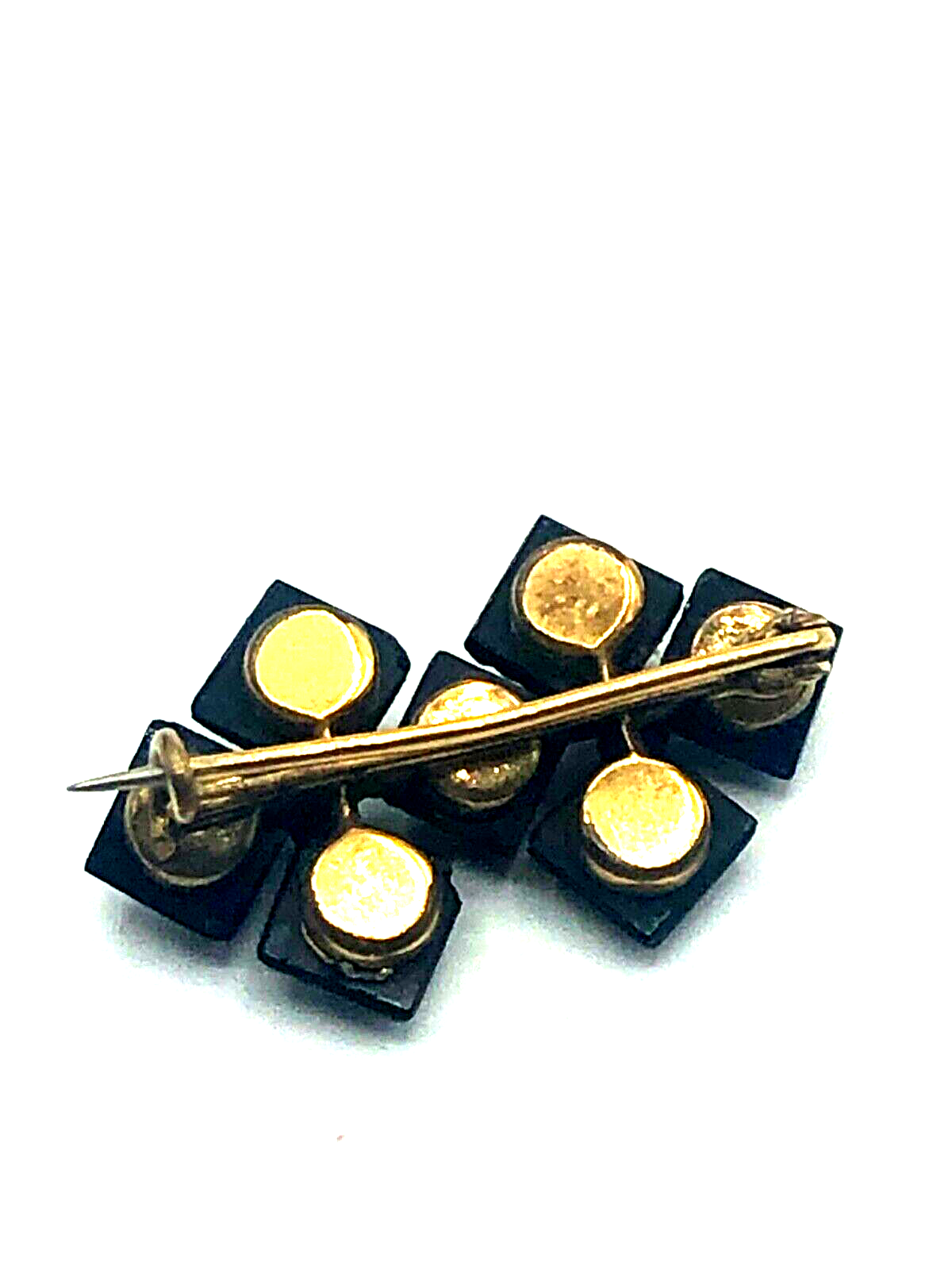 Antik Trauerschmuck Brosche um 1900 Jet Gagat Anstecknadel L 33 mm H 20 mm2