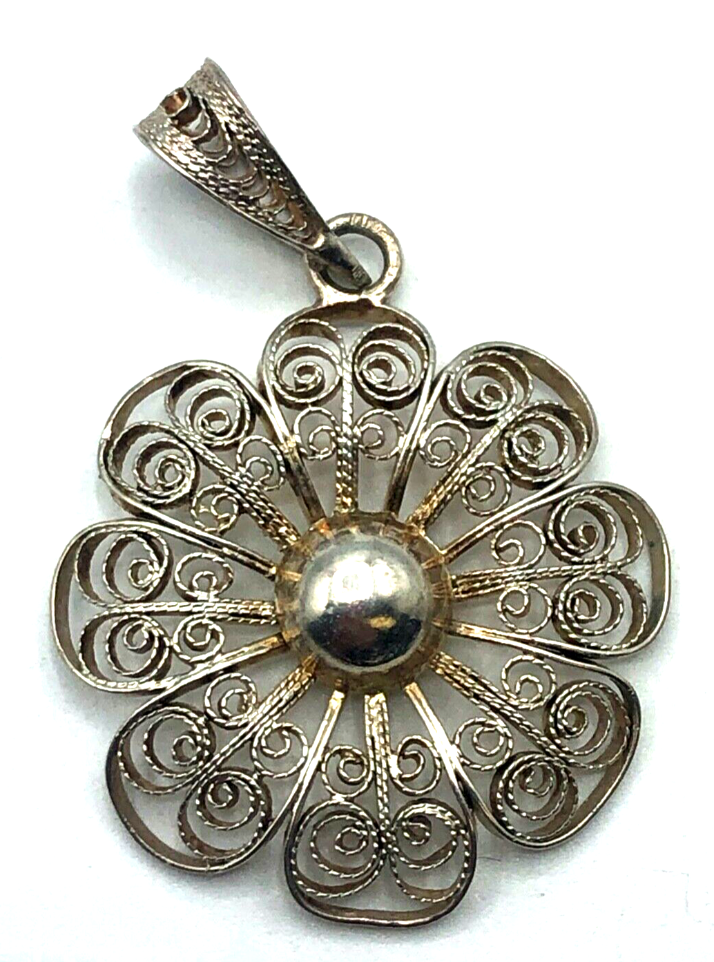 Vintage Filigran Anhänger 800 Silber Blüte Filigransilber Handarbeit Ø 22 mm2