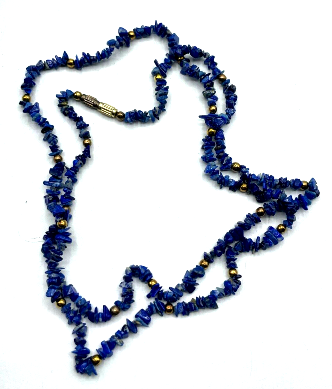 Vintage aparte Edelstein Kette Lapislazuli Splitterkette Handarbeit L 72 cm4