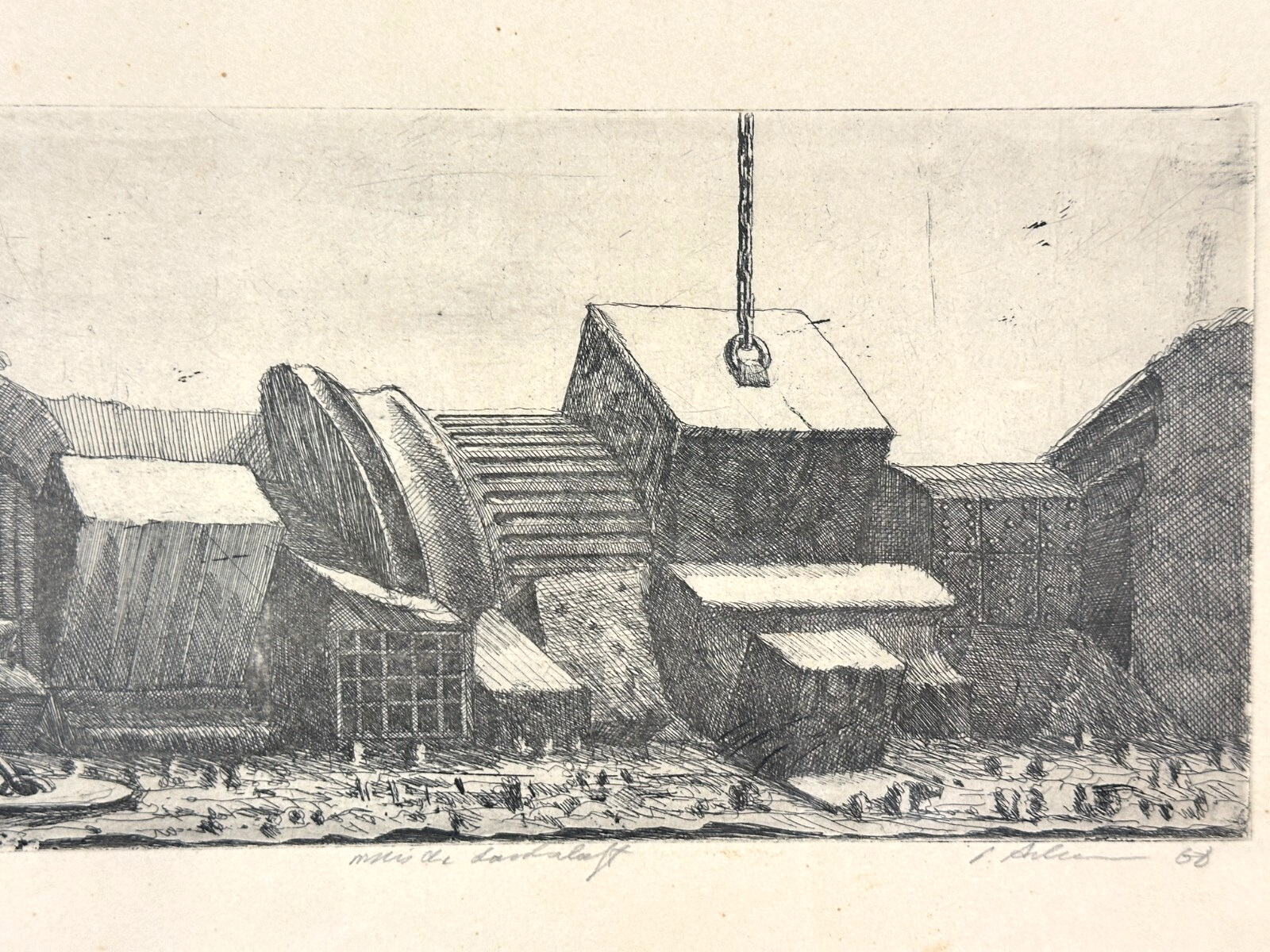 Peter Ackermann 1934-2007 - Radierung - Mitte der Landschaft 1968 - E.A Ausgabe2