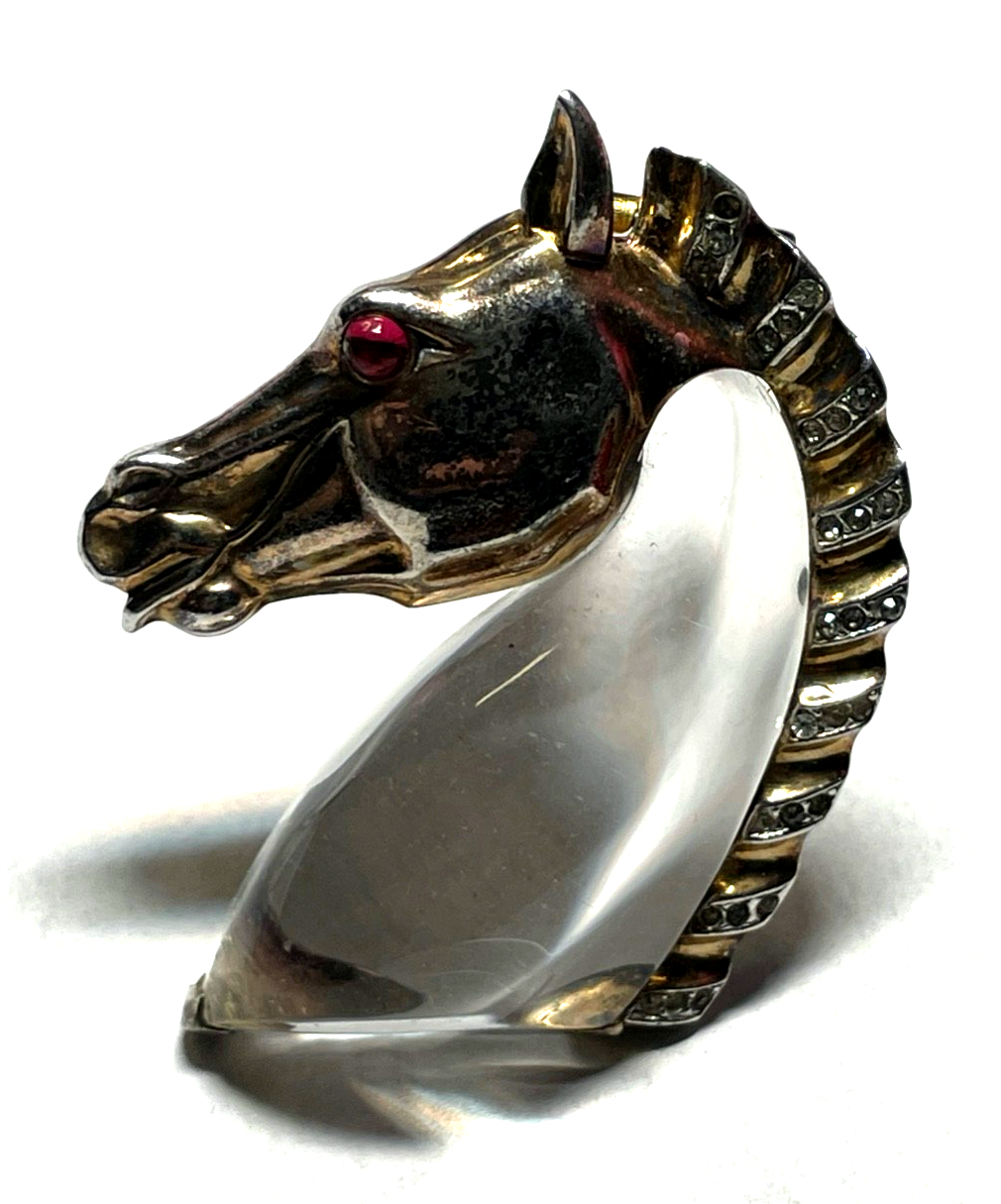Vintage Trifari Jelly Belly Pferdekopf Brosche Sterling Alfred Philippe 194012