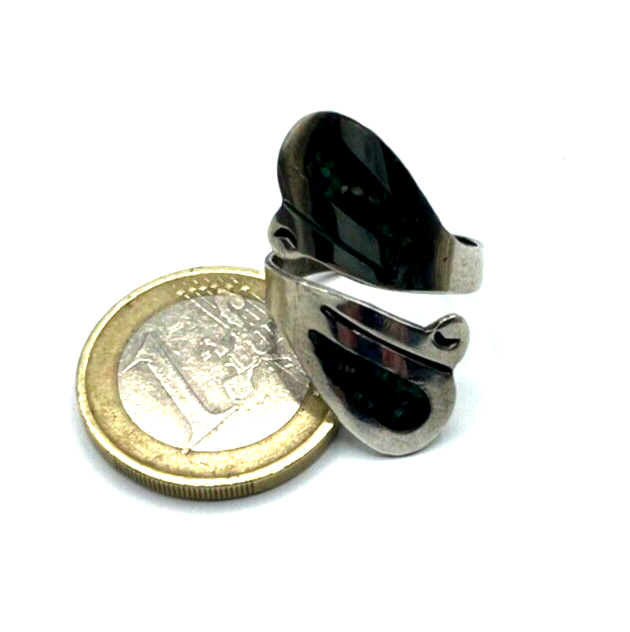 925 Silber Ring Taxco Mexiko Edelstein Mosaik Inlay Ø 17 mm RG 53 Handarbeit11