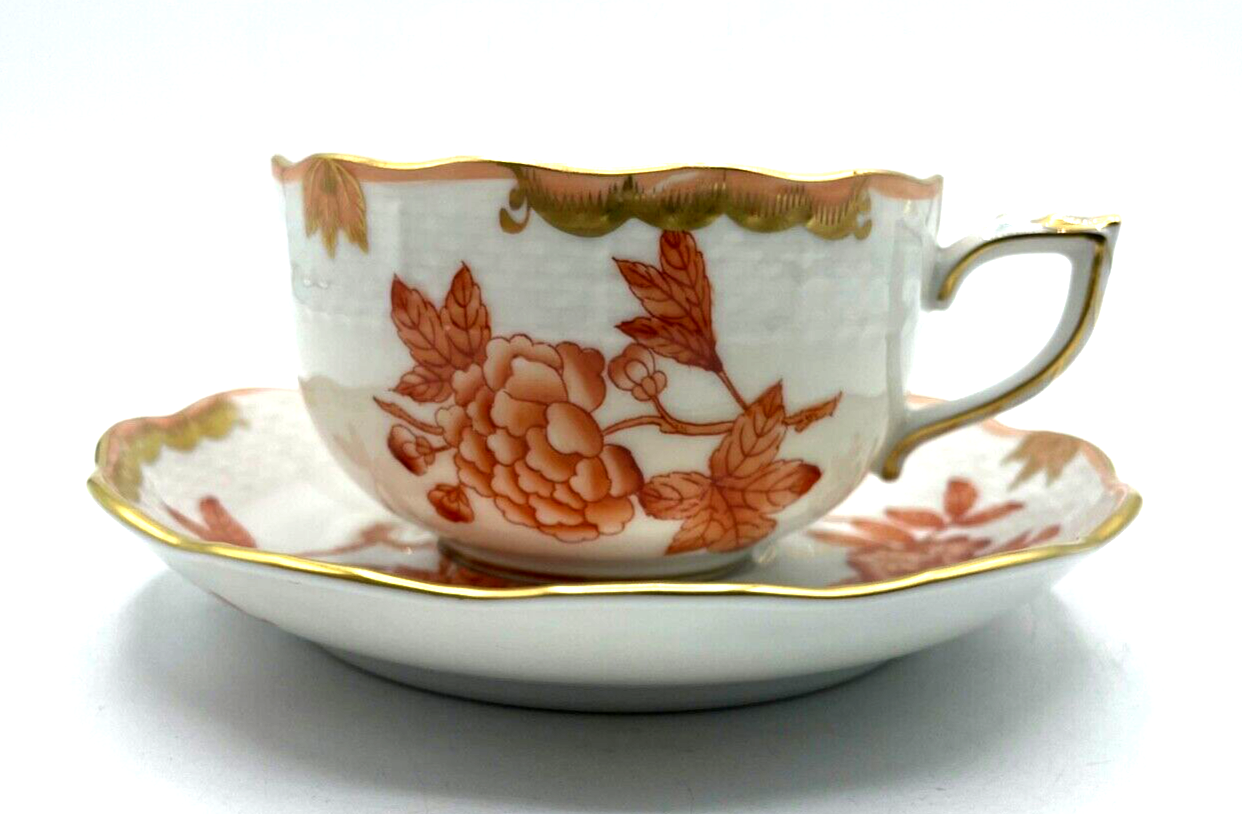 Herend Porzellan Tasse + Untertasse Fortuna Rust Cup + Saucer selten  1. WAHL1