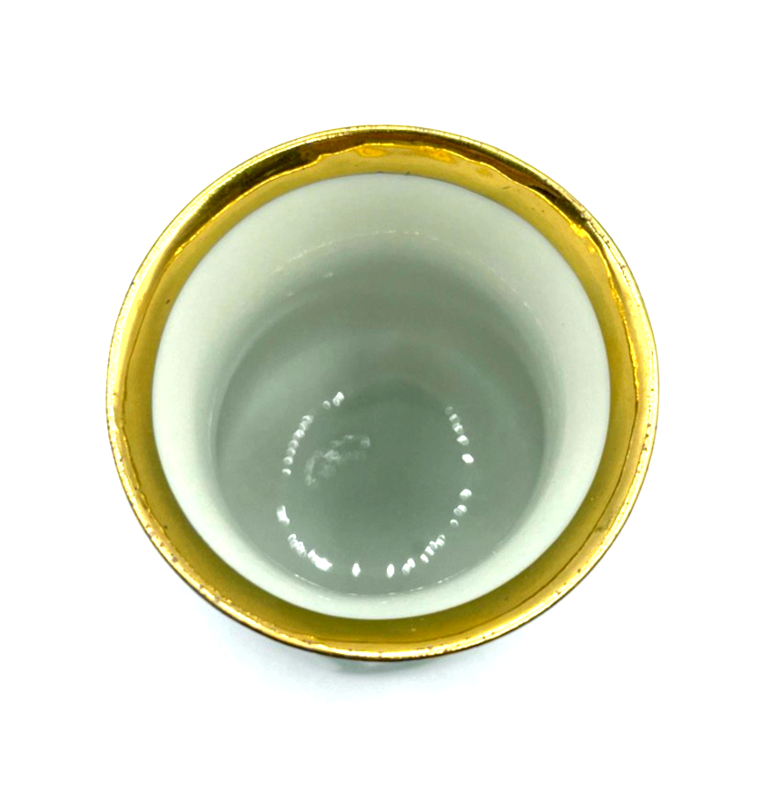 Vintage Meissen Porzellan Vase Tulpe + Goldrand Dekor H 10,5 cm 1A Zustand2