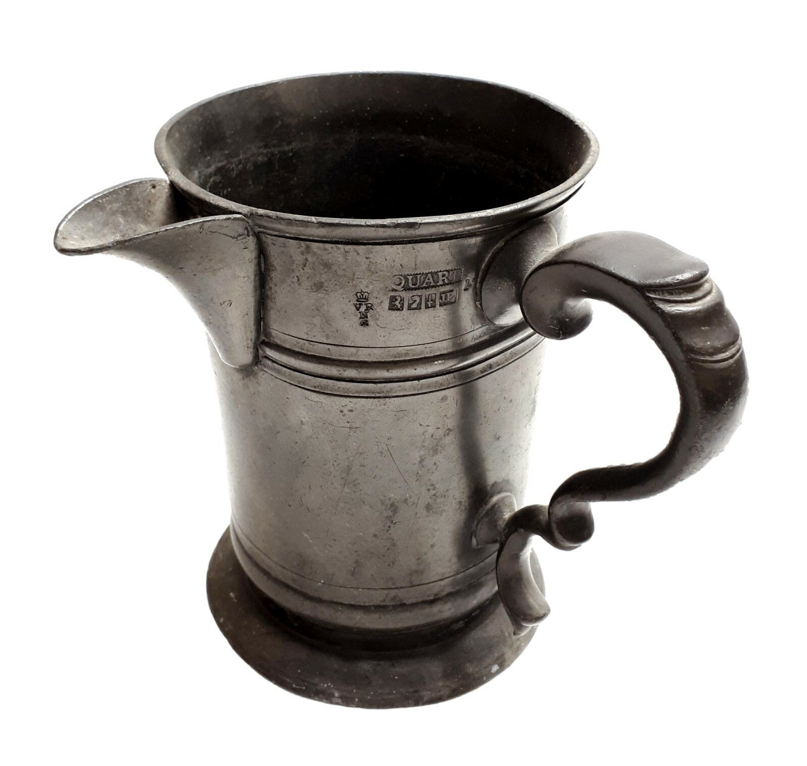 Ausschankgefäß Zinn - England London 1850 - Punziert - Monogramm graviert - 1L0