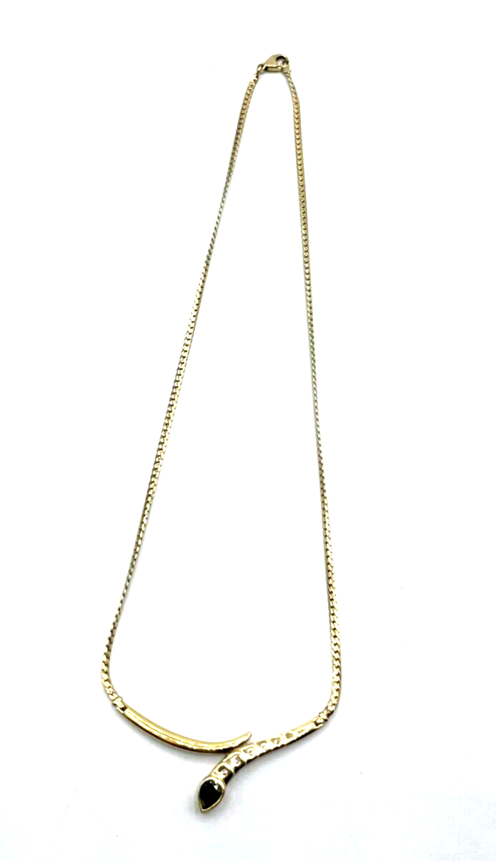 Solide 585 Gold 14 K Kette Collier Saphir und Brillanten L 43 cm 9,16Gr Juwelier4