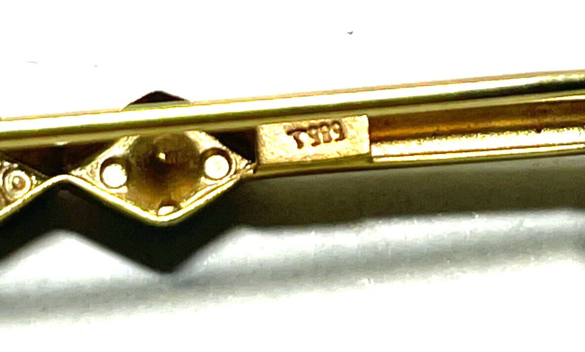 Antik 585 Gold 14 K Gold Brosche Nadel Stabbrosche 2 Altschliff Diamanten L 5,57
