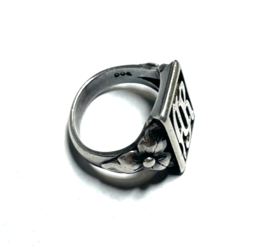 Antik 800 Silber Herrenring Ring Siegelring Onyx Initialen AR o RA RG 61 Ø 19,59
