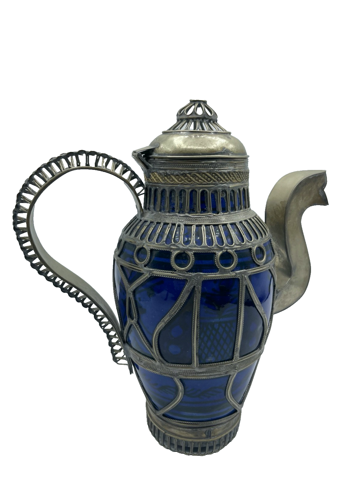 Dachbodenfund orientalische antik Kanne Keramik + versilberte Montur Handarbeit3