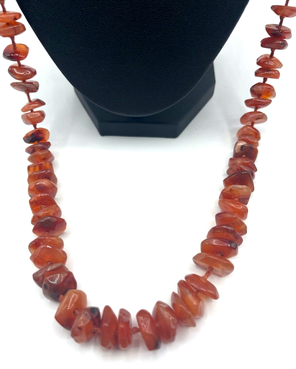 Vintage Karneol Edelstein Kette Nuggets im Verlauf einzeln geknotet L 81 cm1