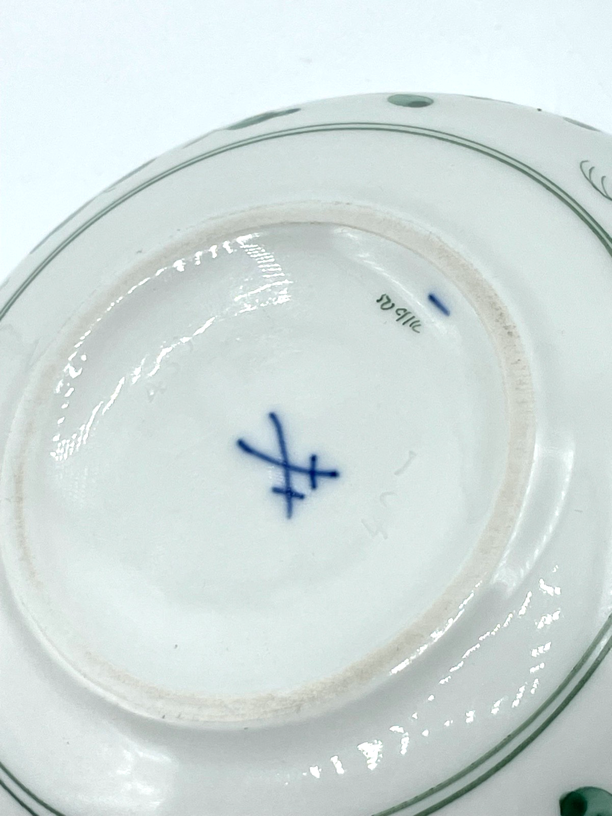 Vintage Meissen Porzellan Deckeldose Dose  indisch grün Ø 12,5 cm  1A Zustand9