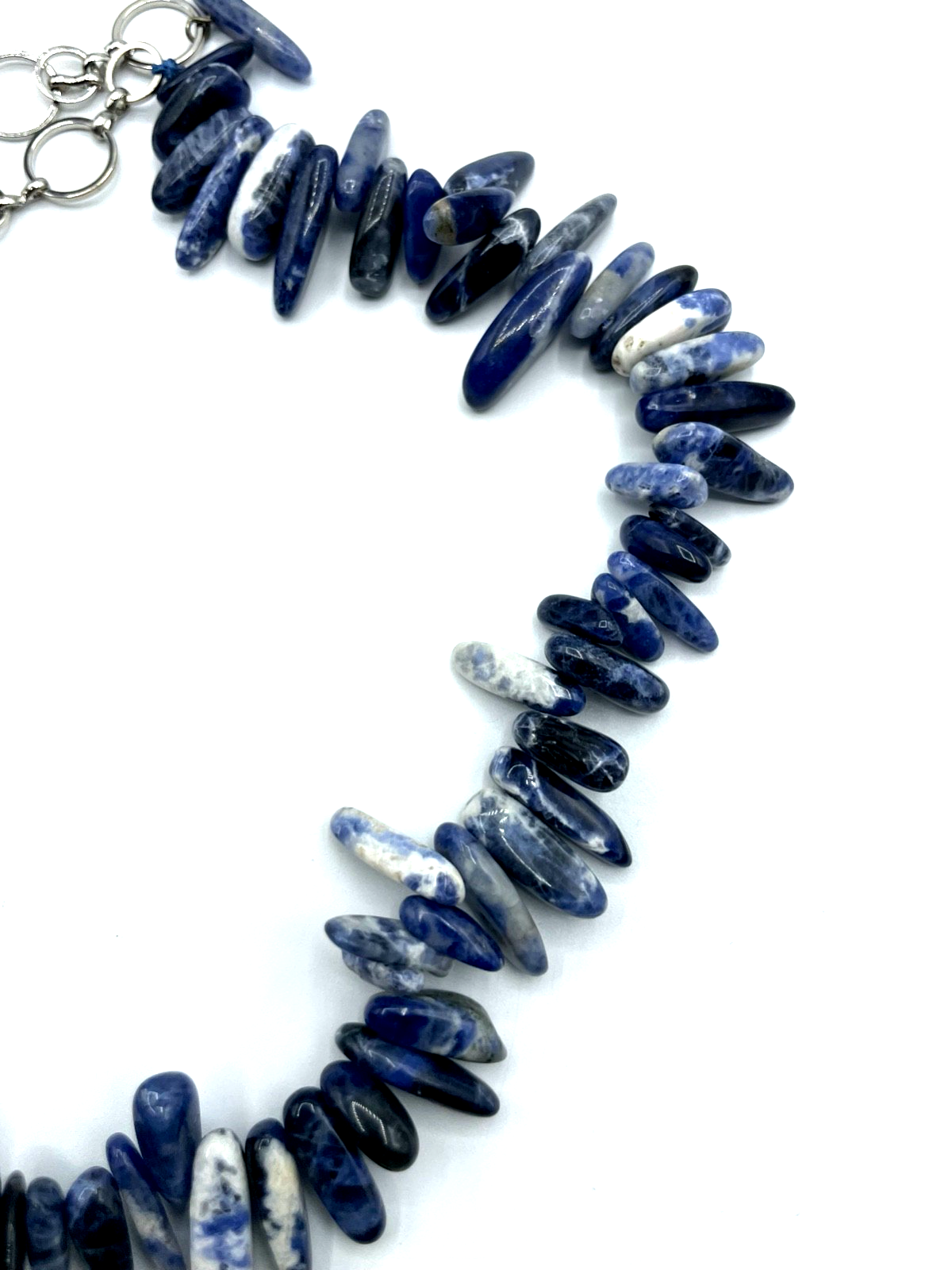 Attraktive Sodalith Stäbchen Halskette Collier 47-53 cm tragbar B 20 mm gepfl.4