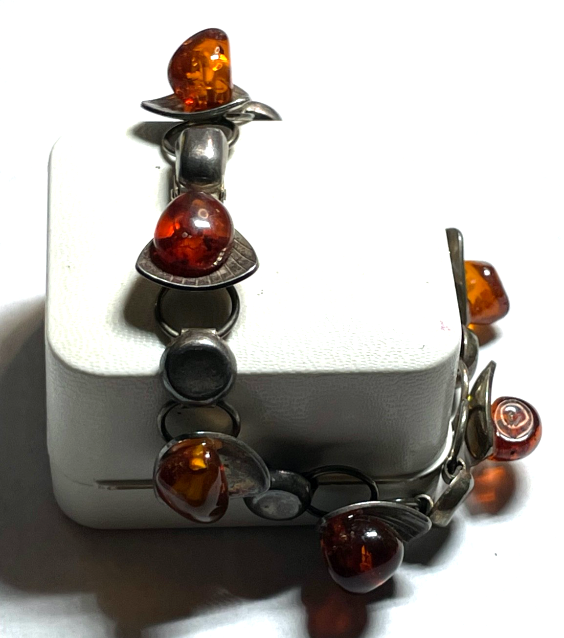 Stattliches altes EF Einer Fehrn Design Armband 830 Silber + Bernstein gepflegt10