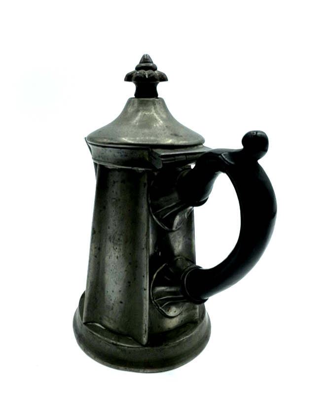 Antik kleine englische Zinnkanne mit Holzgriff um 1900 sehr dekorative Nostalgie2