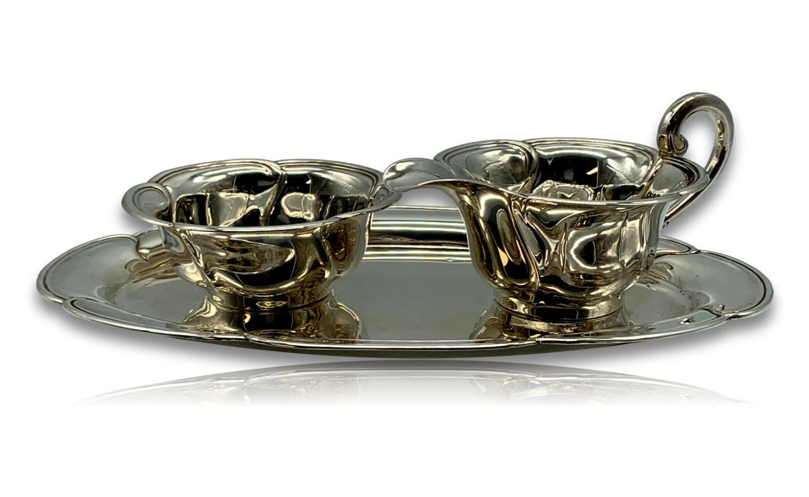 Gottlieb Kurz Schwäbisch Gmünd - Rahm Set Milch Zucker Tablett - 800 Silber1