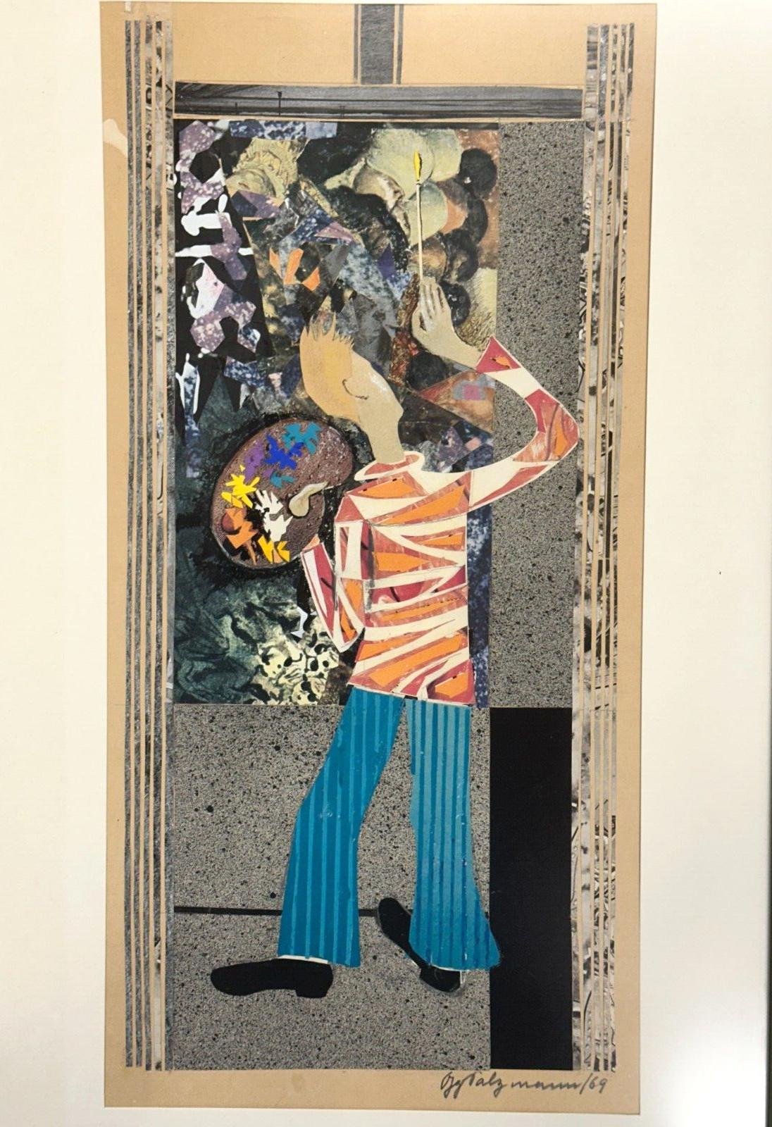 Gottfried Salzmann - seltene Collage - 1969 - signiert - gerahmt hinter Glas1