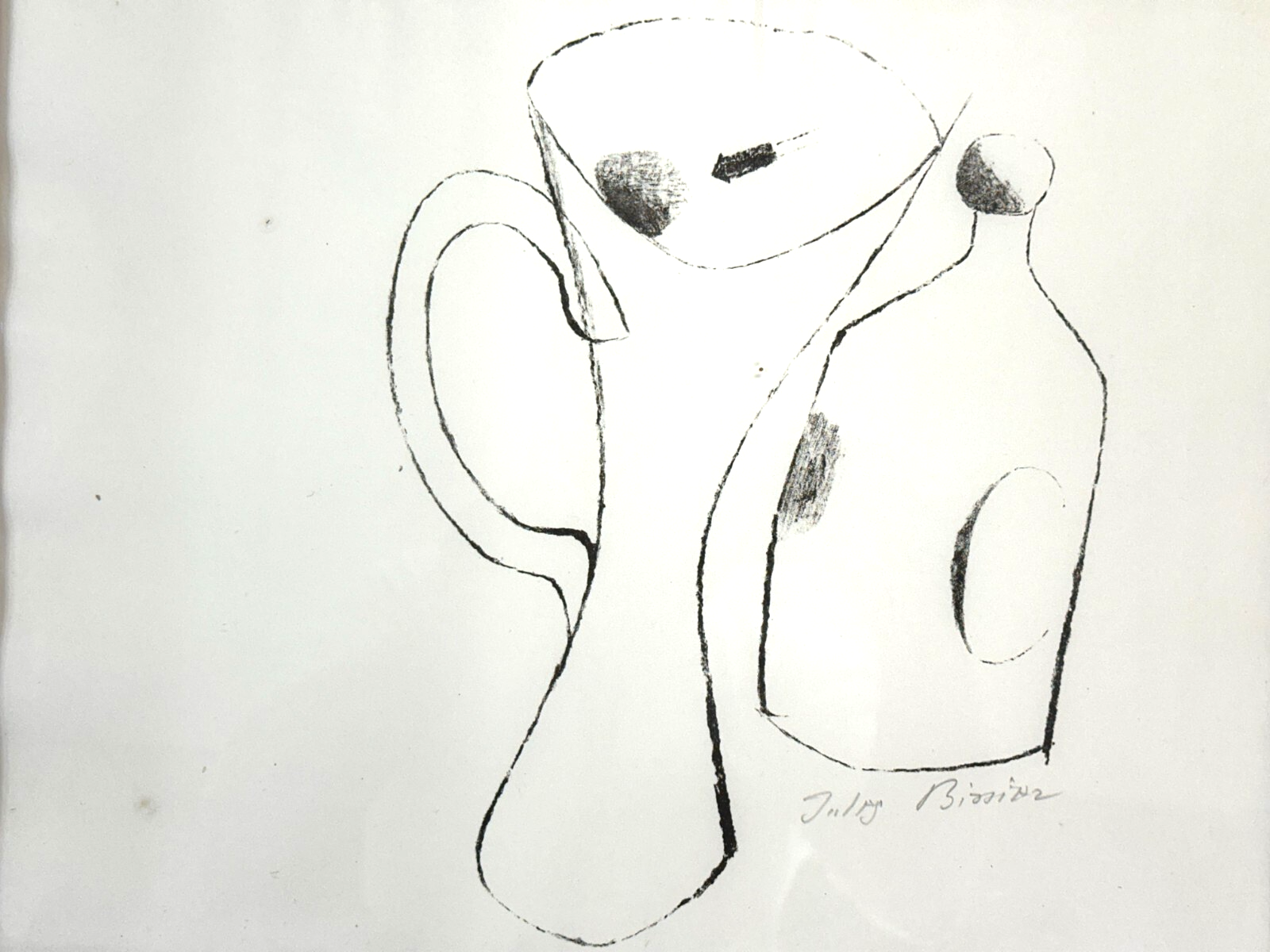 Julius Bissier (1893–1965) - sign. Lithografie – Stillleben modern - gerahmt1