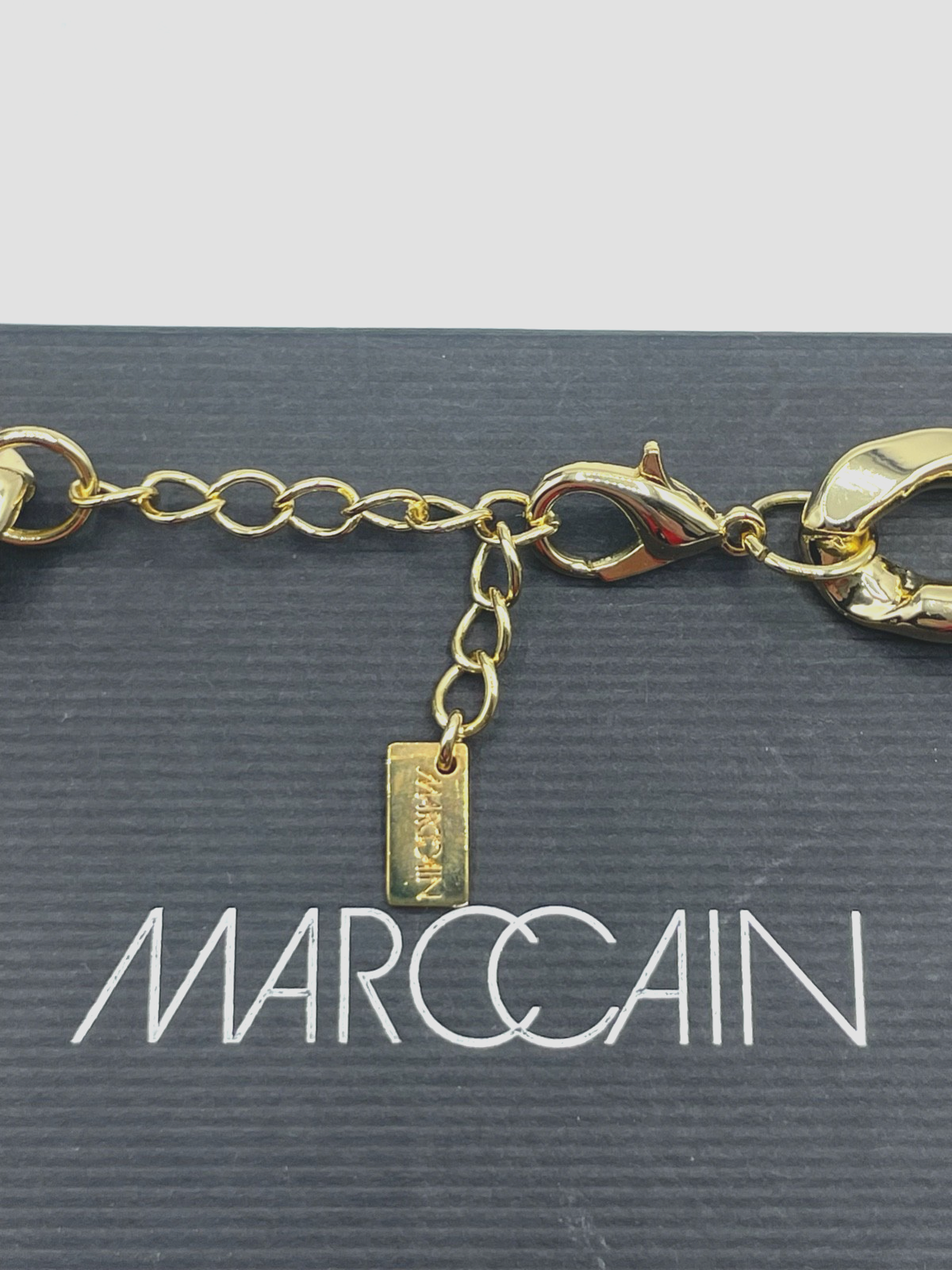 Neuwertige Halskette gold schwarz MARC CAIN Collier Panzerkette Statement chic5