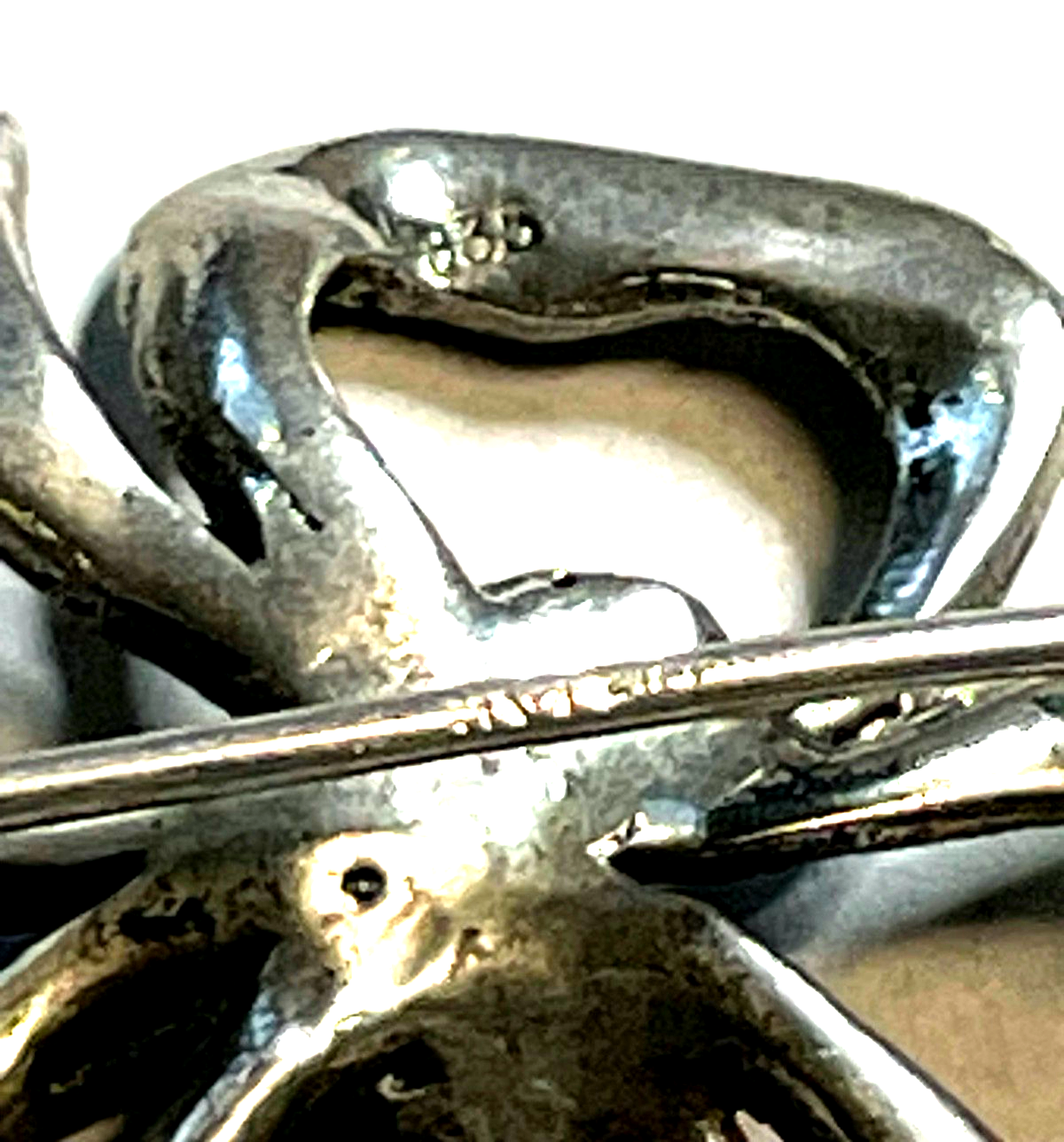 Antik 835 Silber Brosche Anstecknadel klassische Schleife Markasit Besatz orig.3