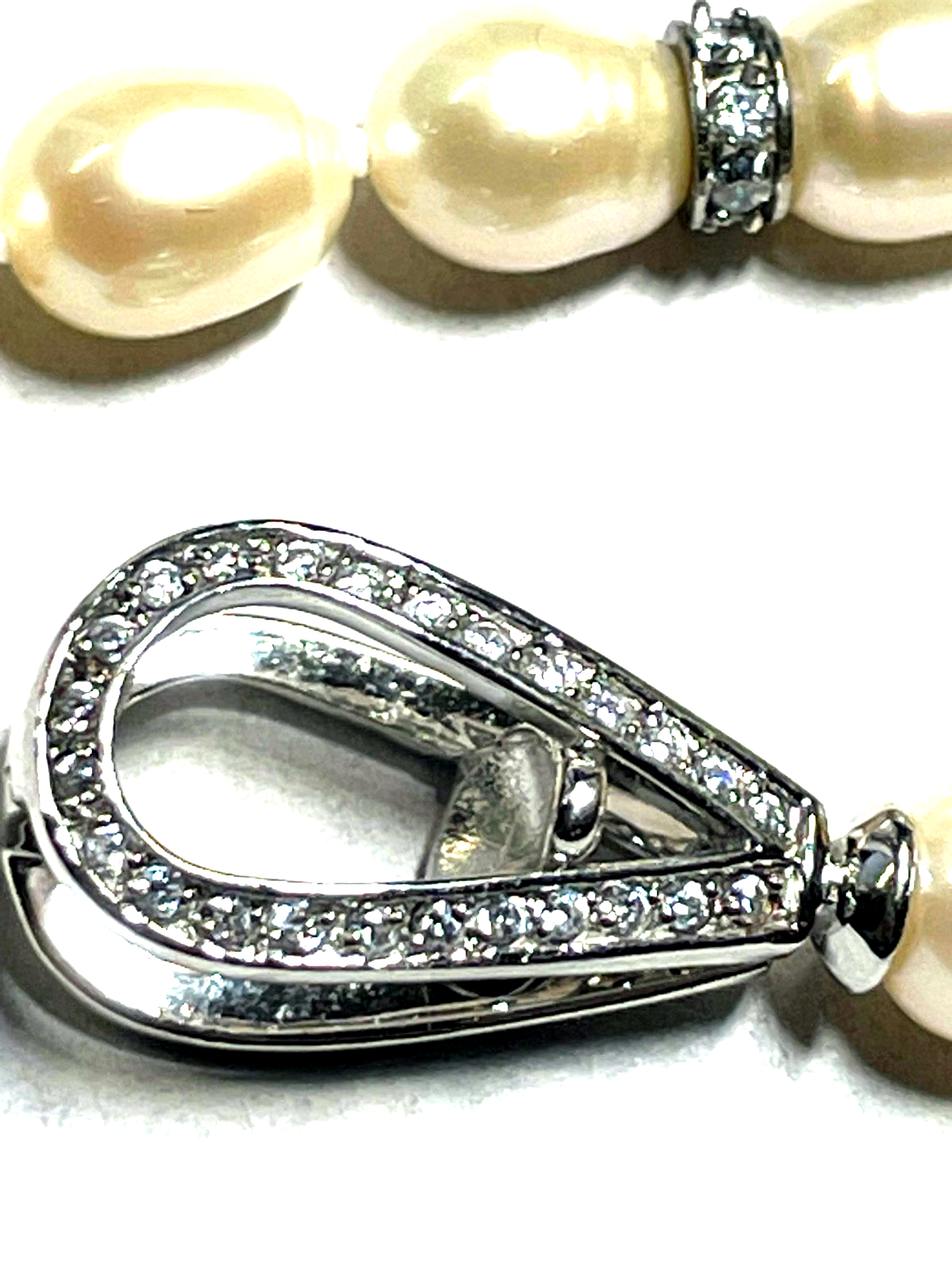 Ausgefallene SWZ Perlenkette 925 Silber Clip längenverstellbar 1A gepflegt 50 cm10