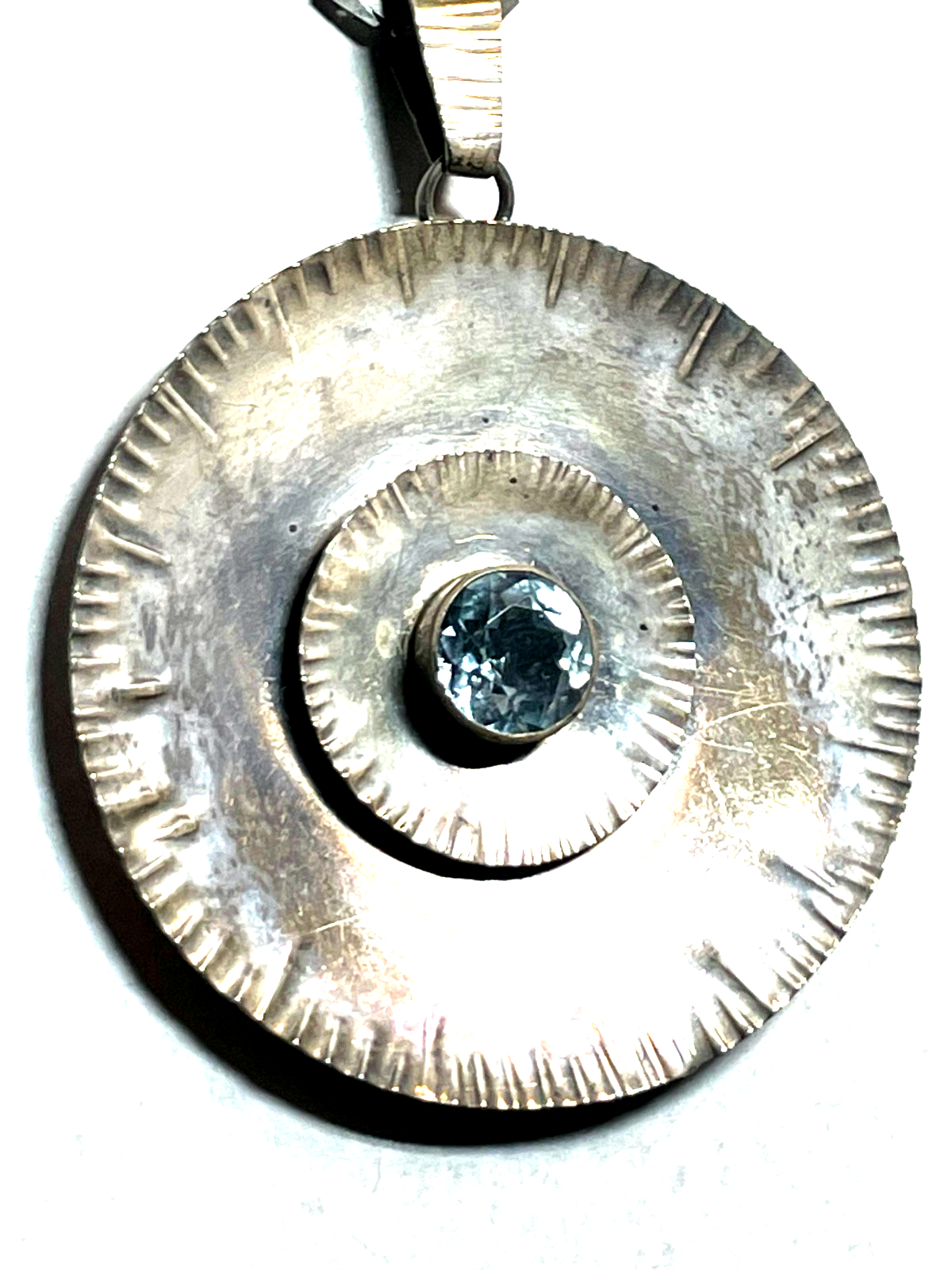 Vintage PERLI Handarbeit gr. 835 Anhänger mit Blautopas + Silberkette gepflegt11