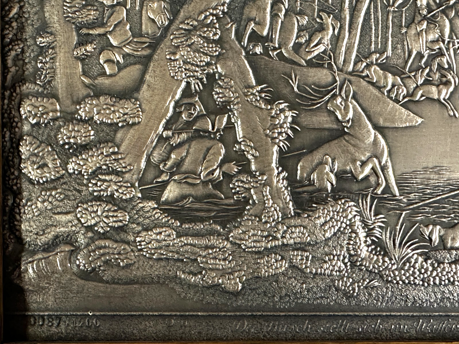 Silberrelief - Jagdszene J. E. Ridinger – Feinsilber 999 – limitiert 87/12002