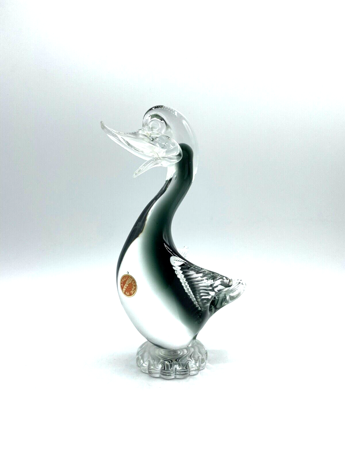 Midcentury Murano Glas Ente Glasfigur mit orig. Etikett H 20 cm groß 50er 60erJ8