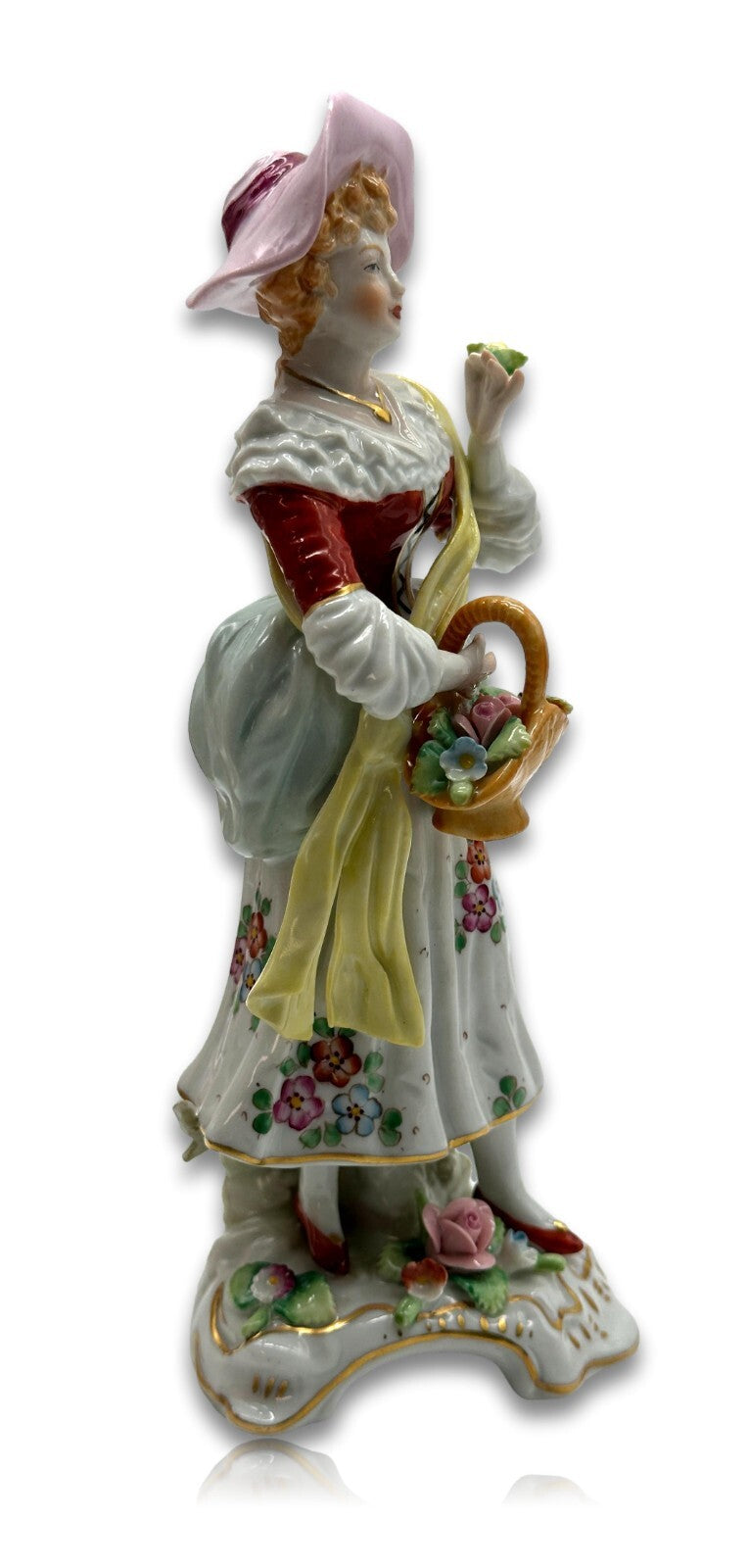 Sitzendorfer Porzellanmanufaktur - Dame mit Blumenkorb - Rokoko Porzellanfigur5
